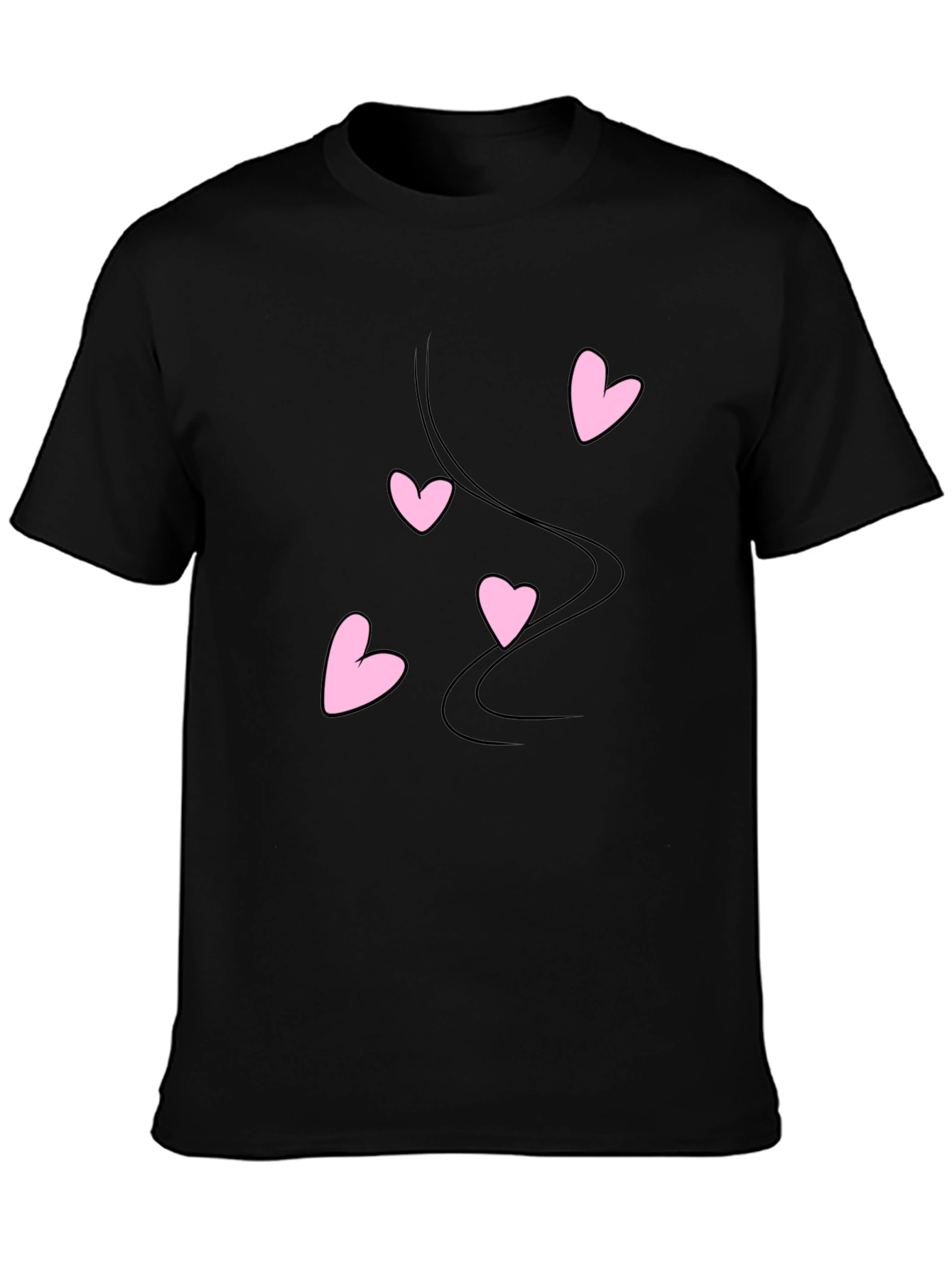 Black T-Shirt with Pink Hearts Design