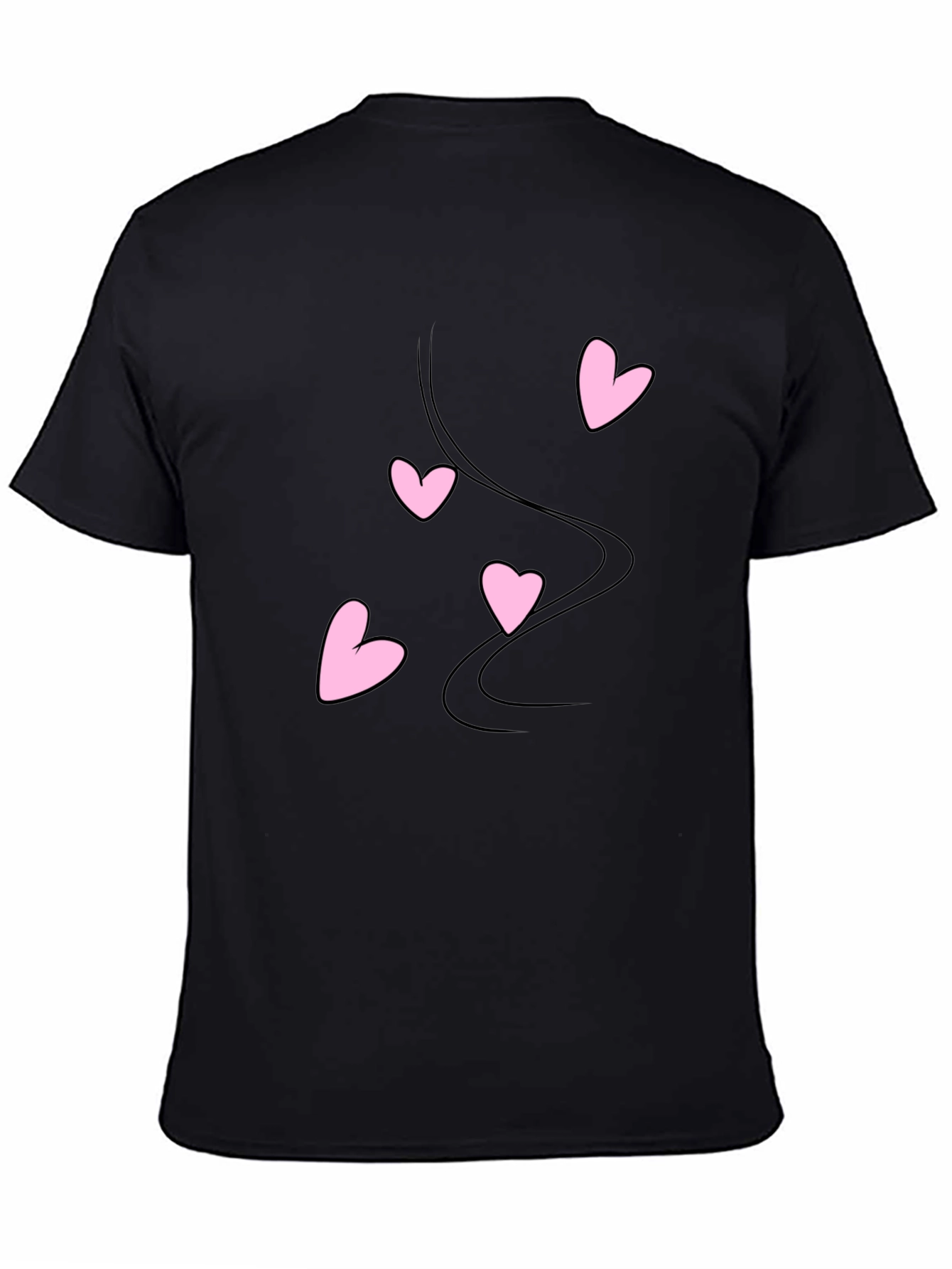Black T-Shirt with Pink Hearts Design