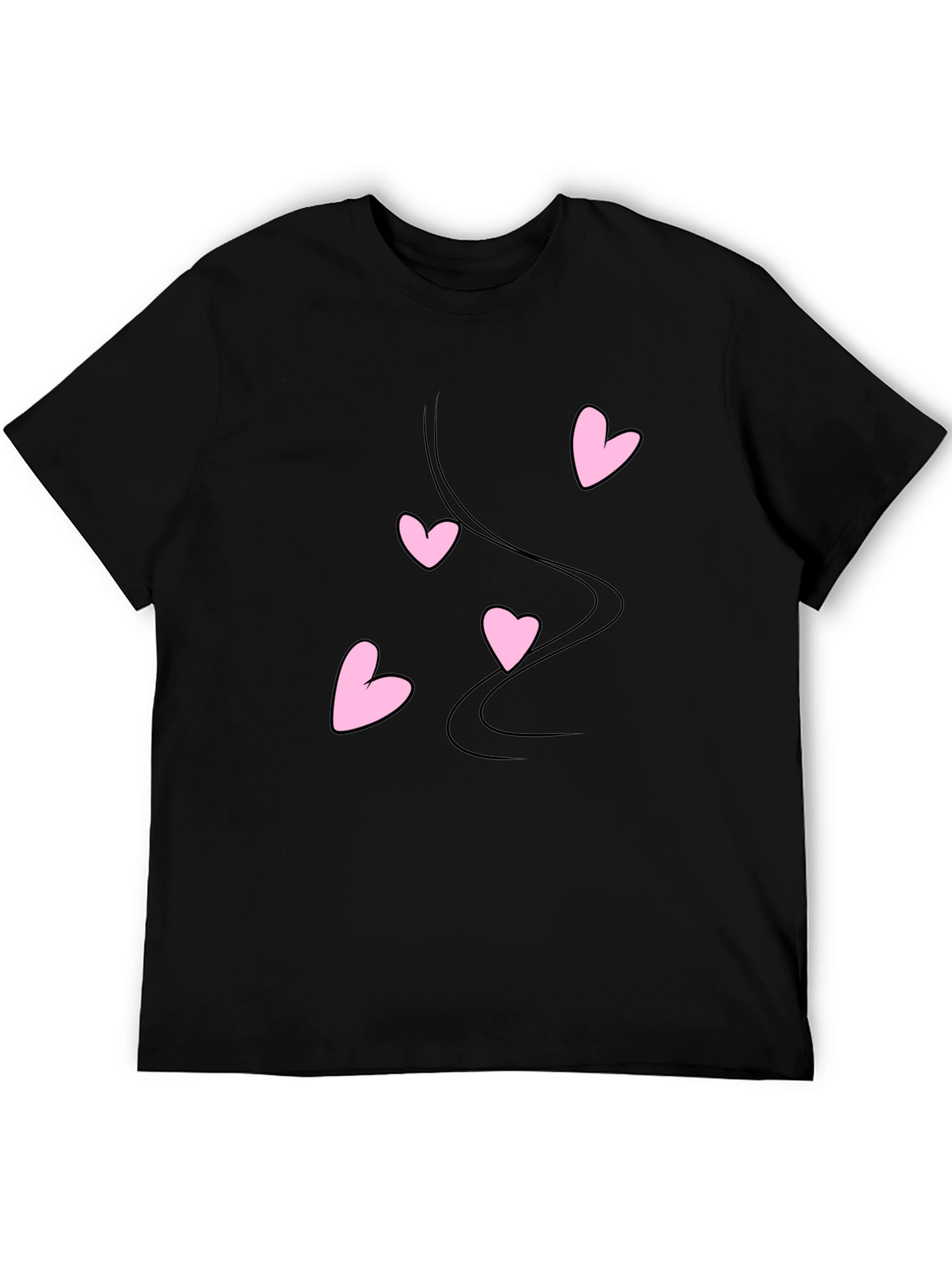 Black T-Shirt with Pink Hearts Design