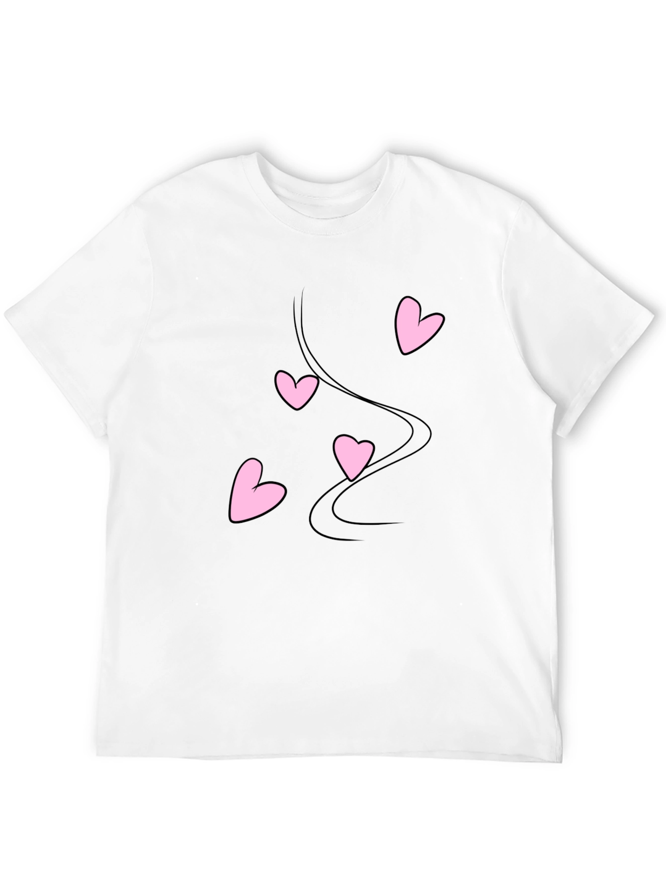 Black T-Shirt with Pink Hearts Design