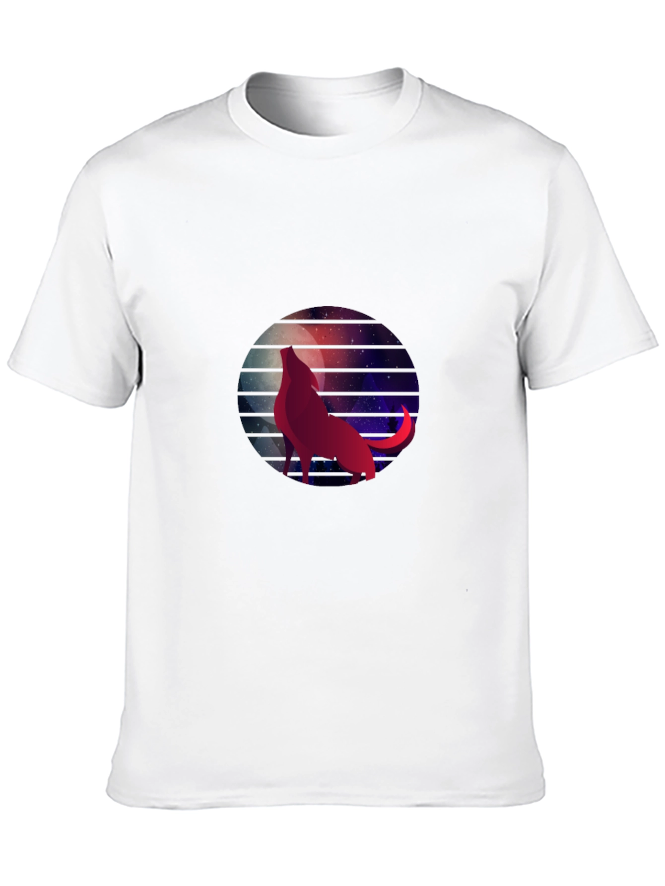 Wolf Moon Galaxy Graphic Tee - Black Cotton T-Shirt