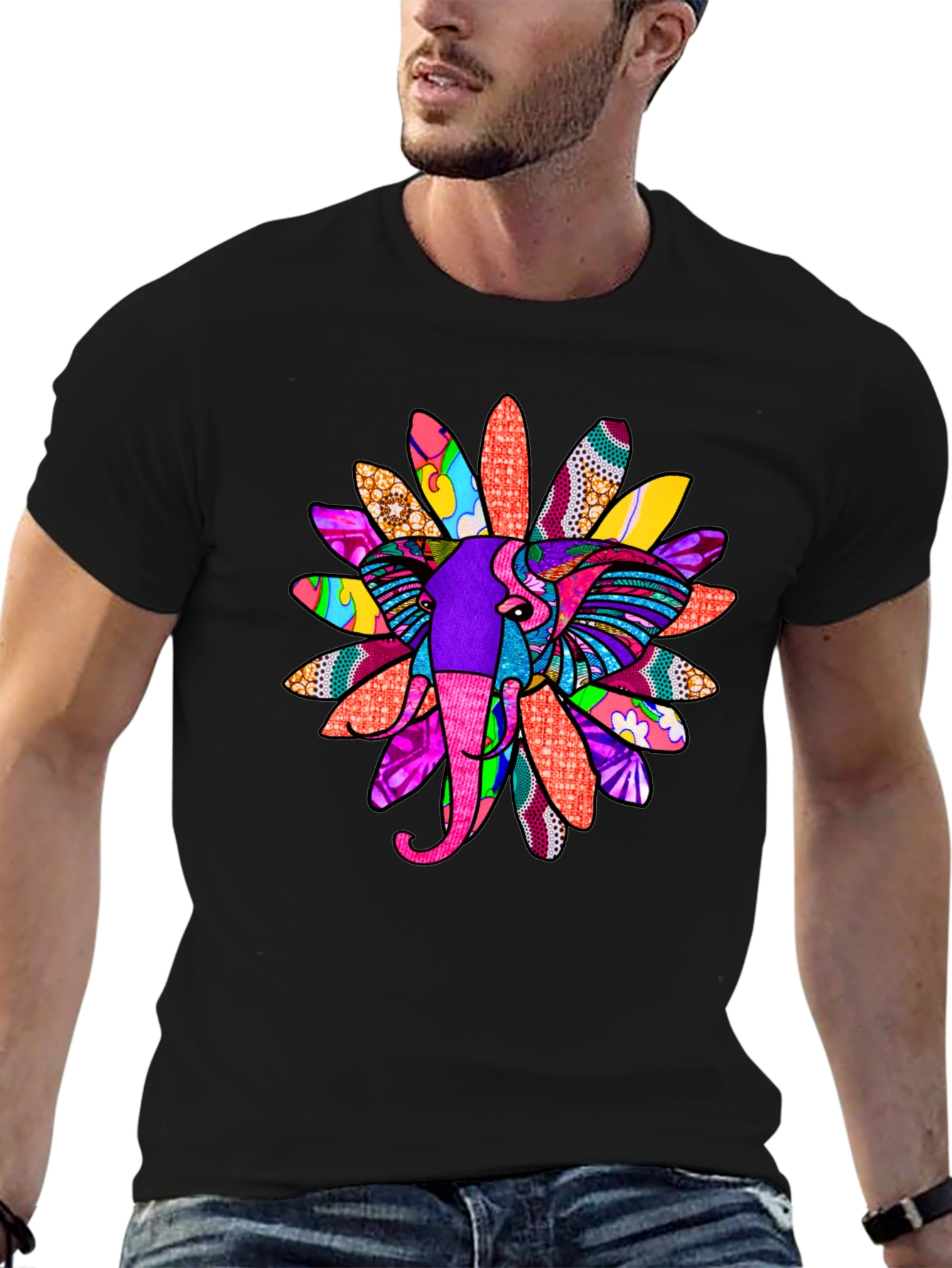 Elephant Flower Graphic Tee - Bold Design