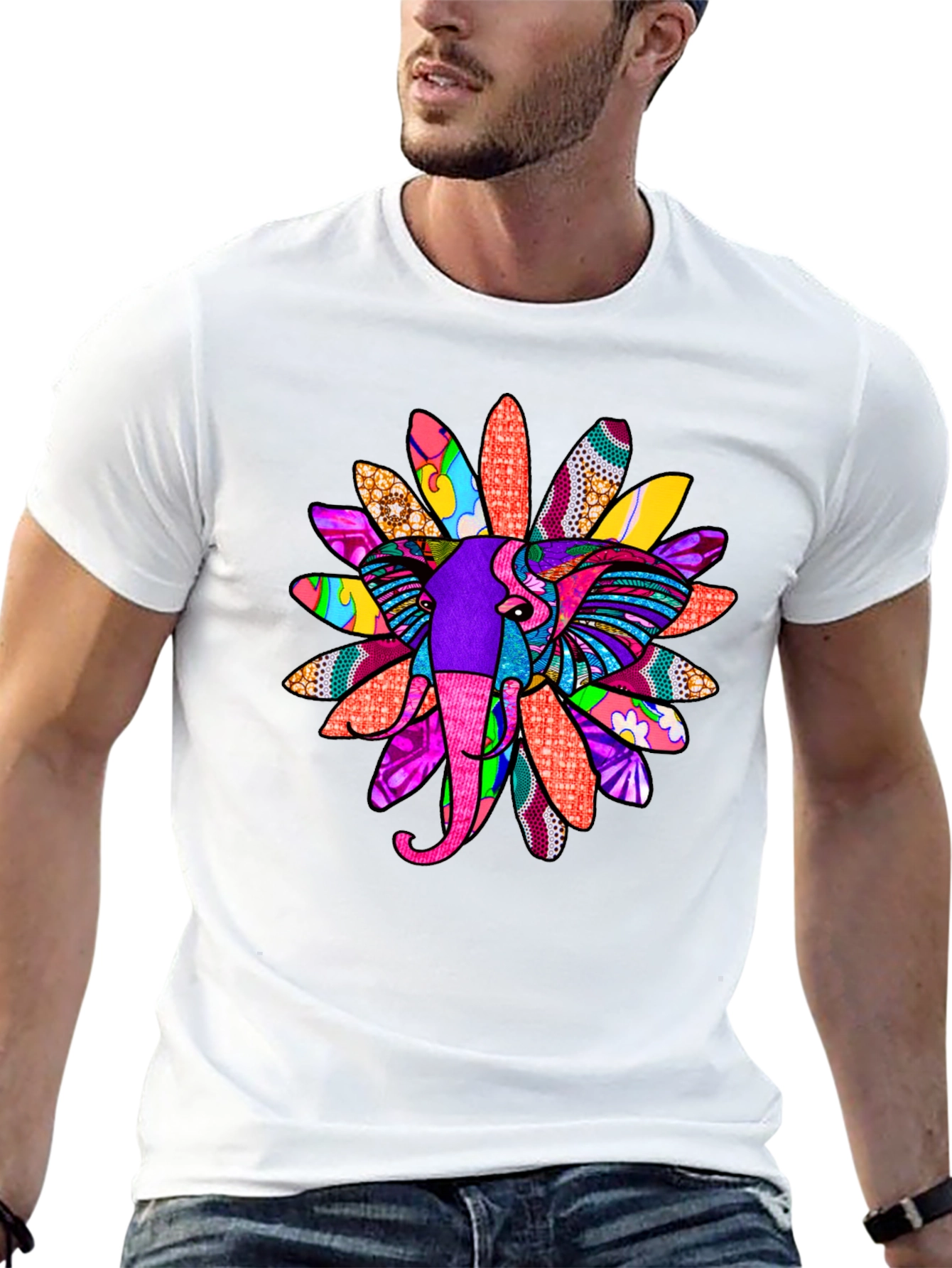 Elephant Flower Graphic Tee - Bold Design