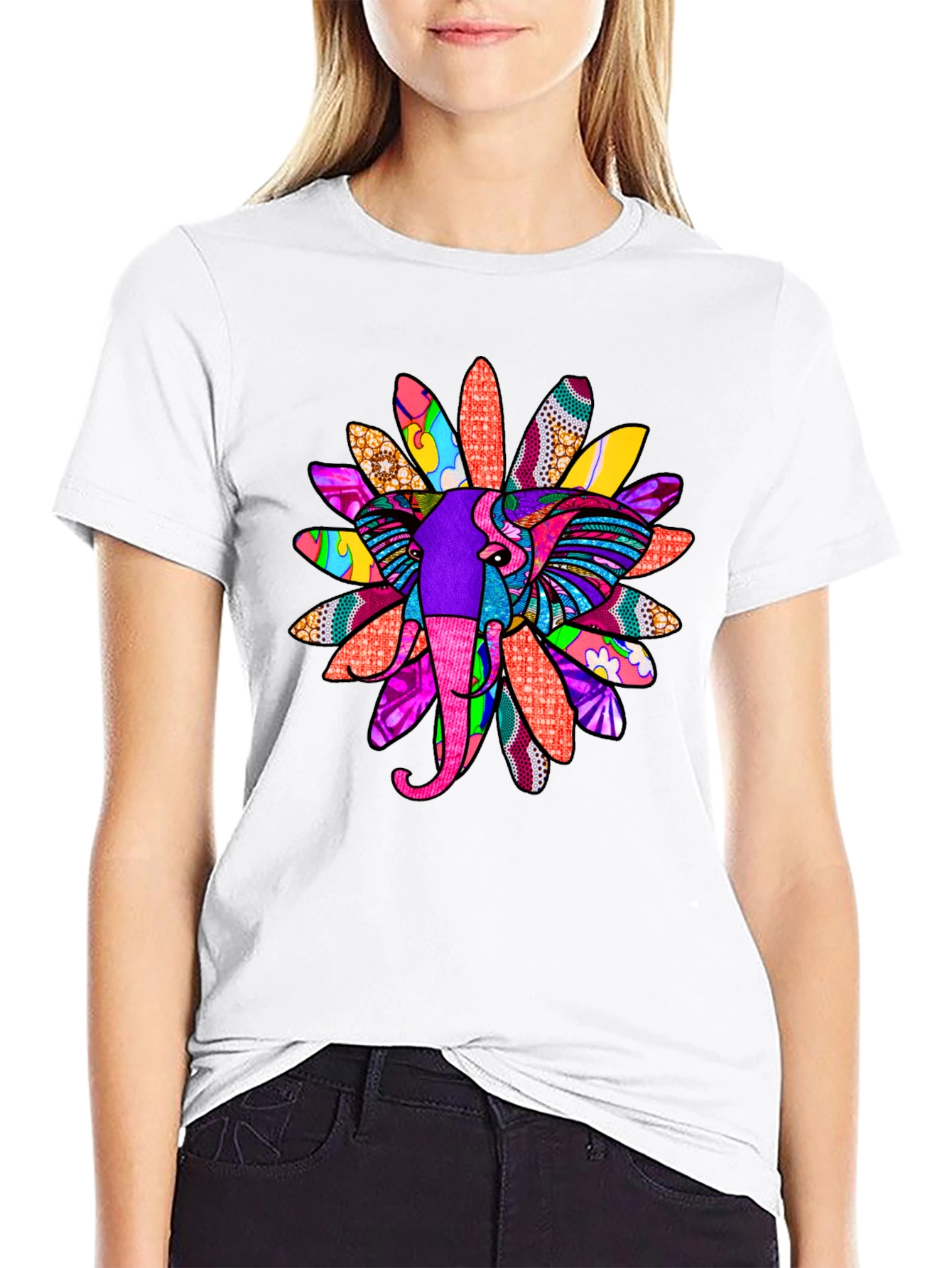 Elephant Flower Graphic Tee - Bold Design
