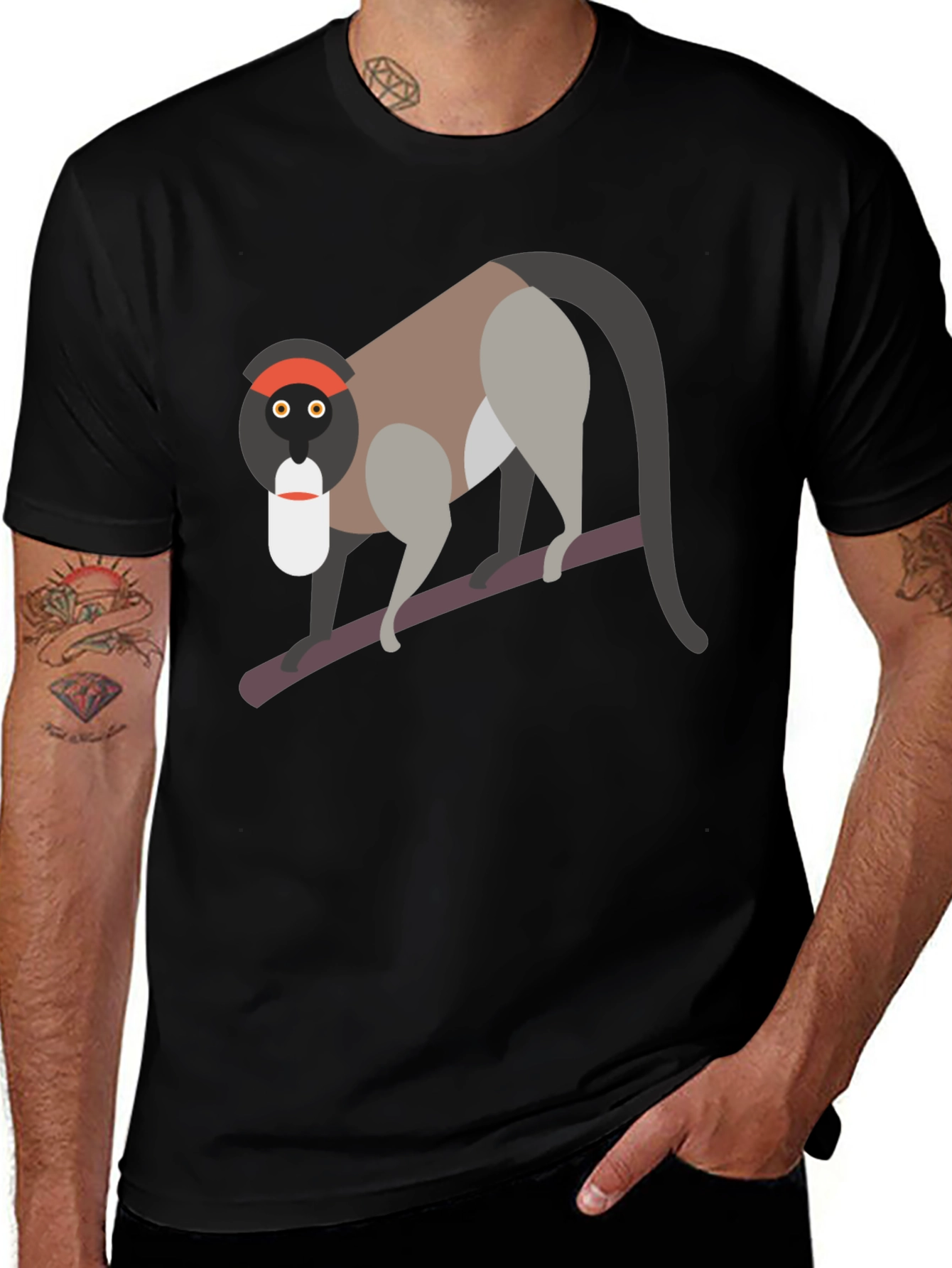 Unique Monkey Graphic T-Shirt - Black