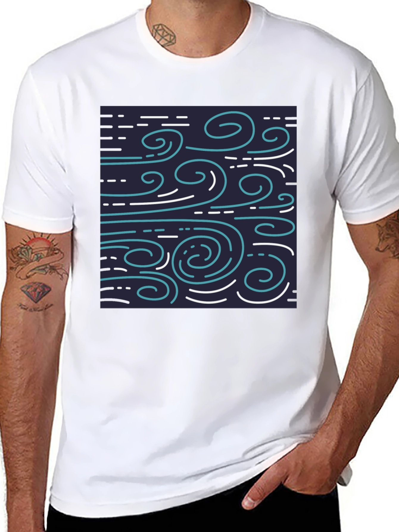 Stylized Wind Pattern T-Shirt