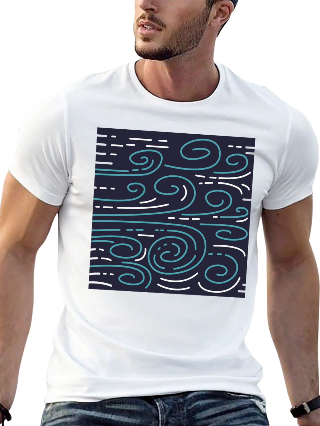 Stylized Wind Pattern T-Shirt