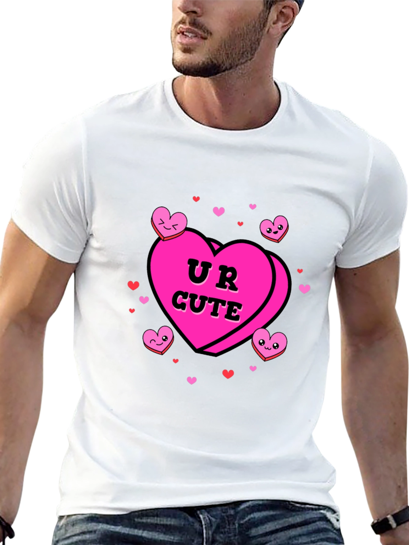 UR CUTE Valentines Candy Heart Graphic T-Shirt