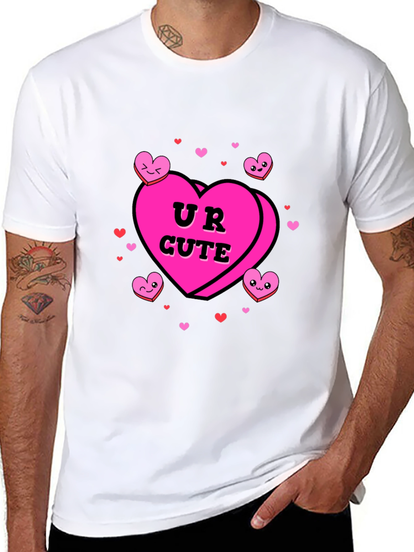 UR CUTE Valentines Candy Heart Graphic T-Shirt