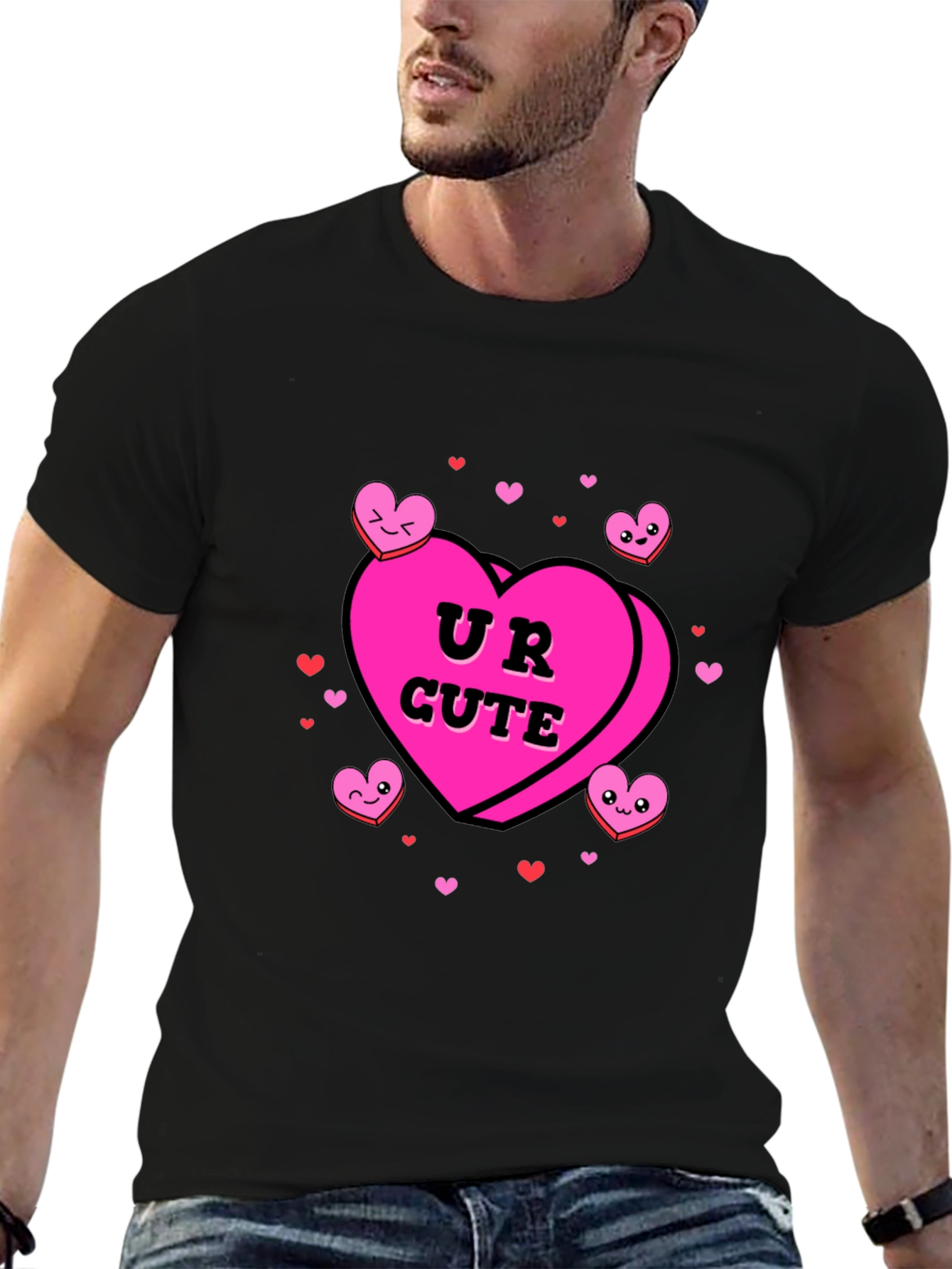 UR CUTE Valentines Candy Heart Graphic T-Shirt