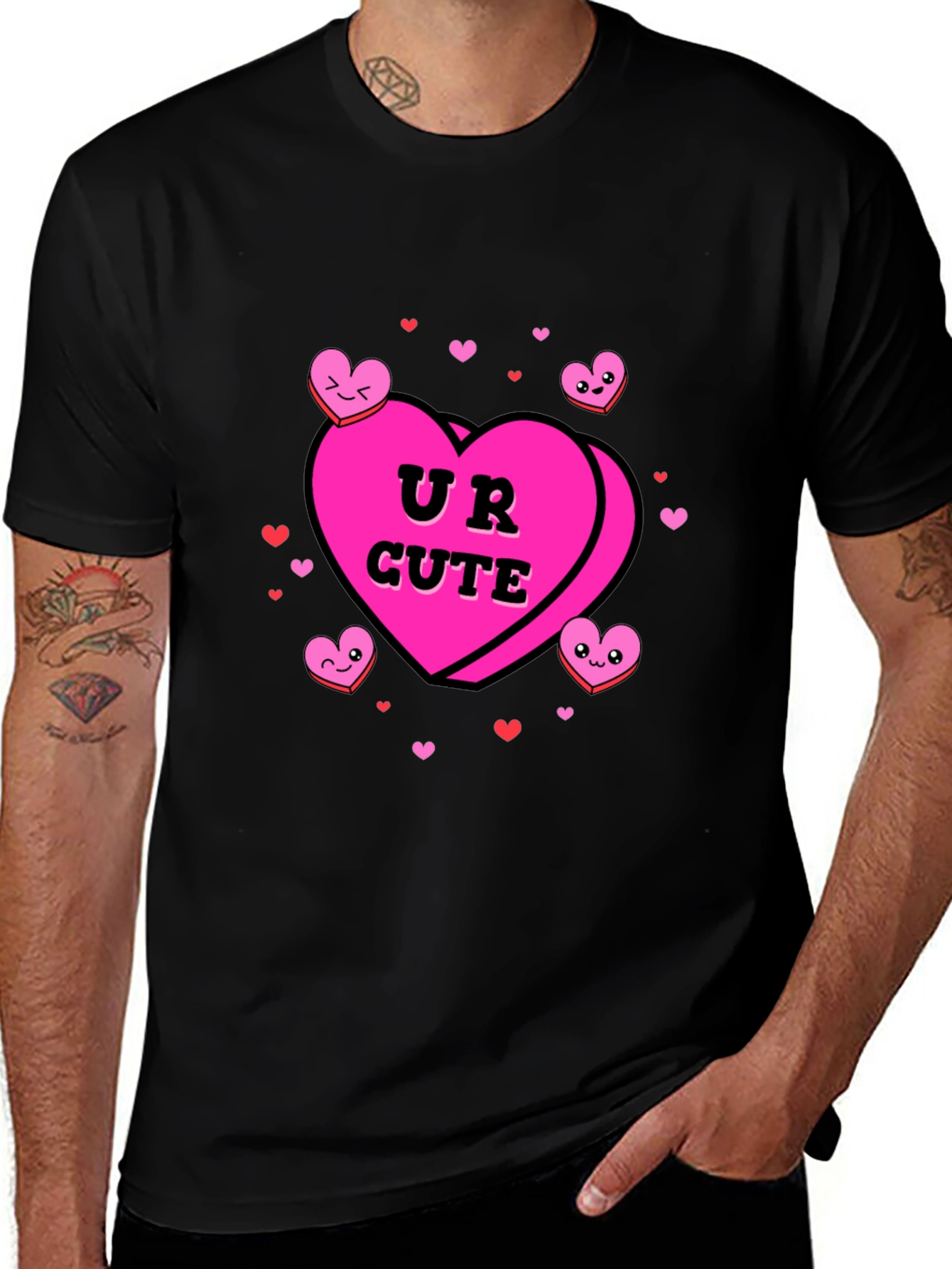 UR CUTE Valentines Candy Heart Graphic T-Shirt