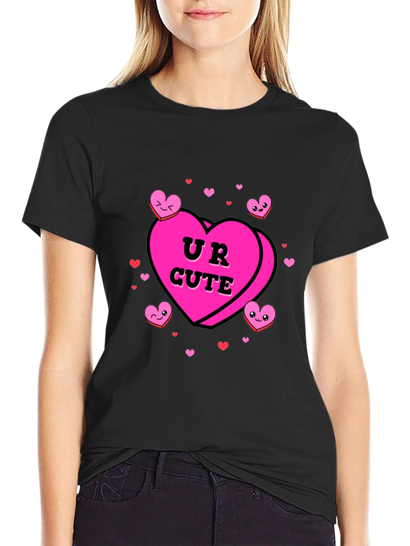 UR CUTE Valentines Candy Heart Graphic T-Shirt