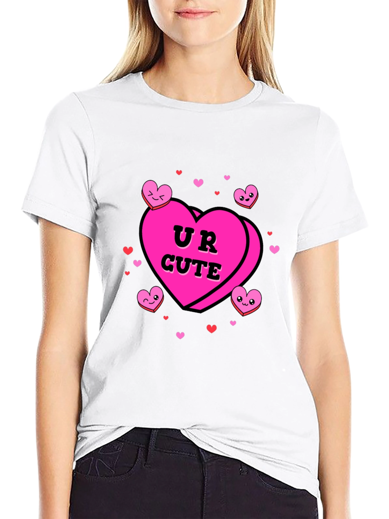 UR CUTE Valentines Candy Heart Graphic T-Shirt