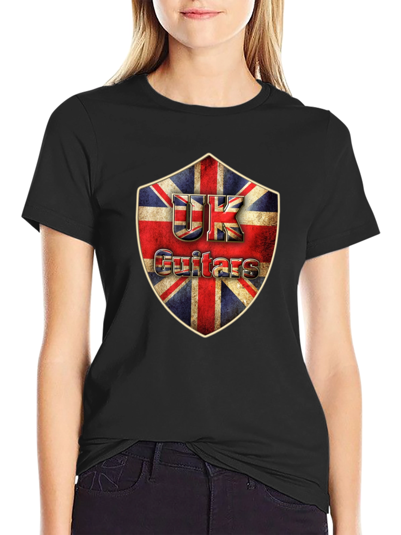 UK Guitars Shield Graphic T-Shirt - Classic Rock Tee