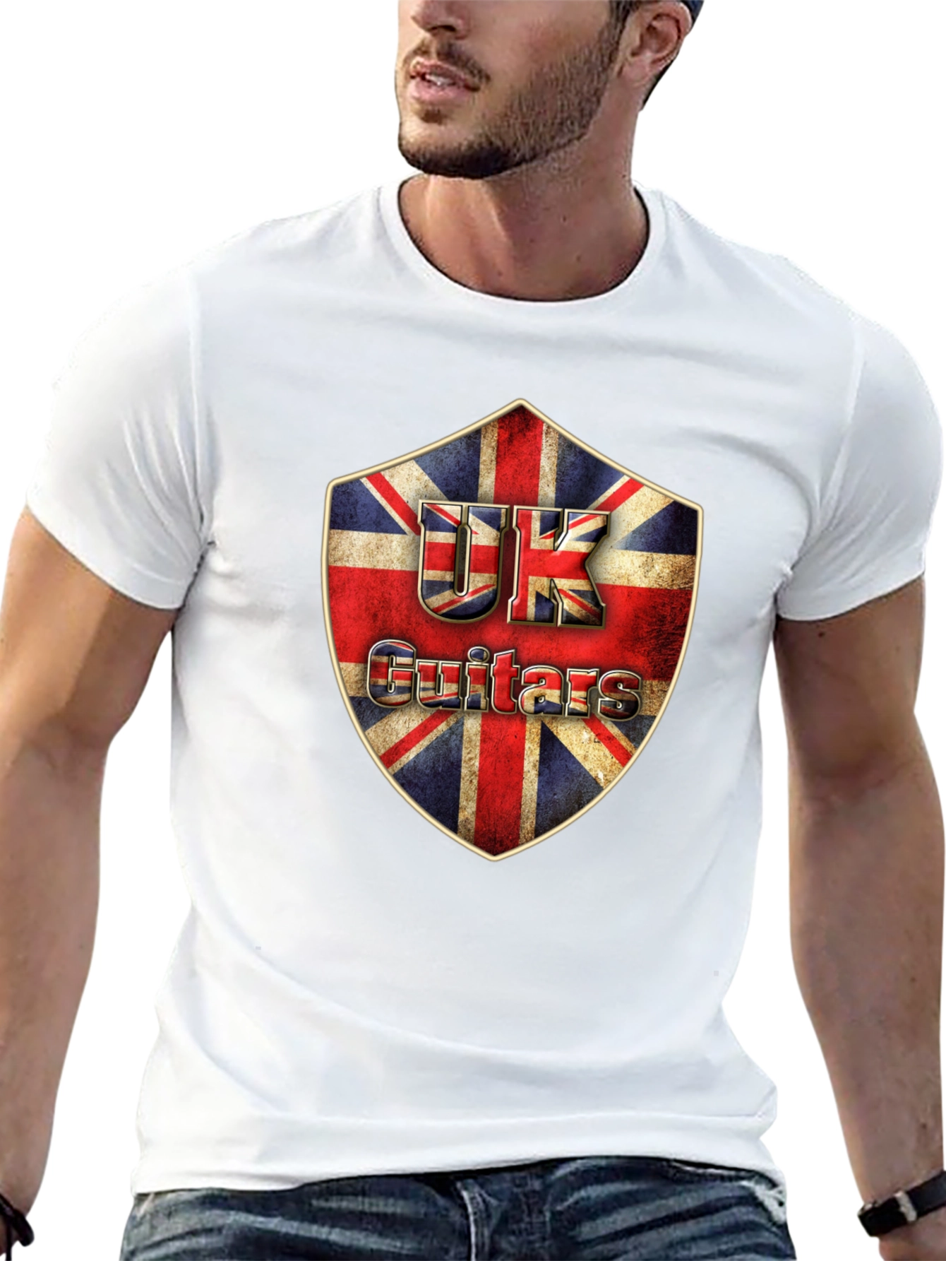 UK Guitars Shield Graphic T-Shirt - Classic Rock Tee