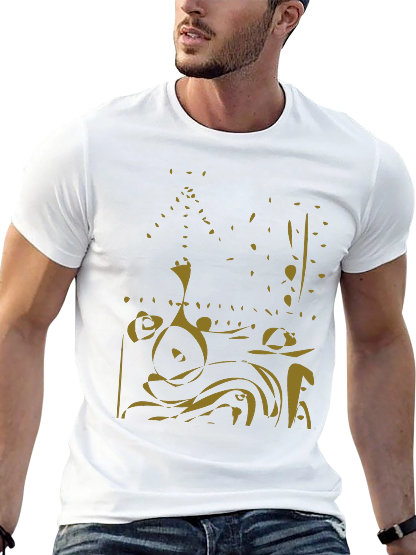 Abstract Gold Design Black Tee