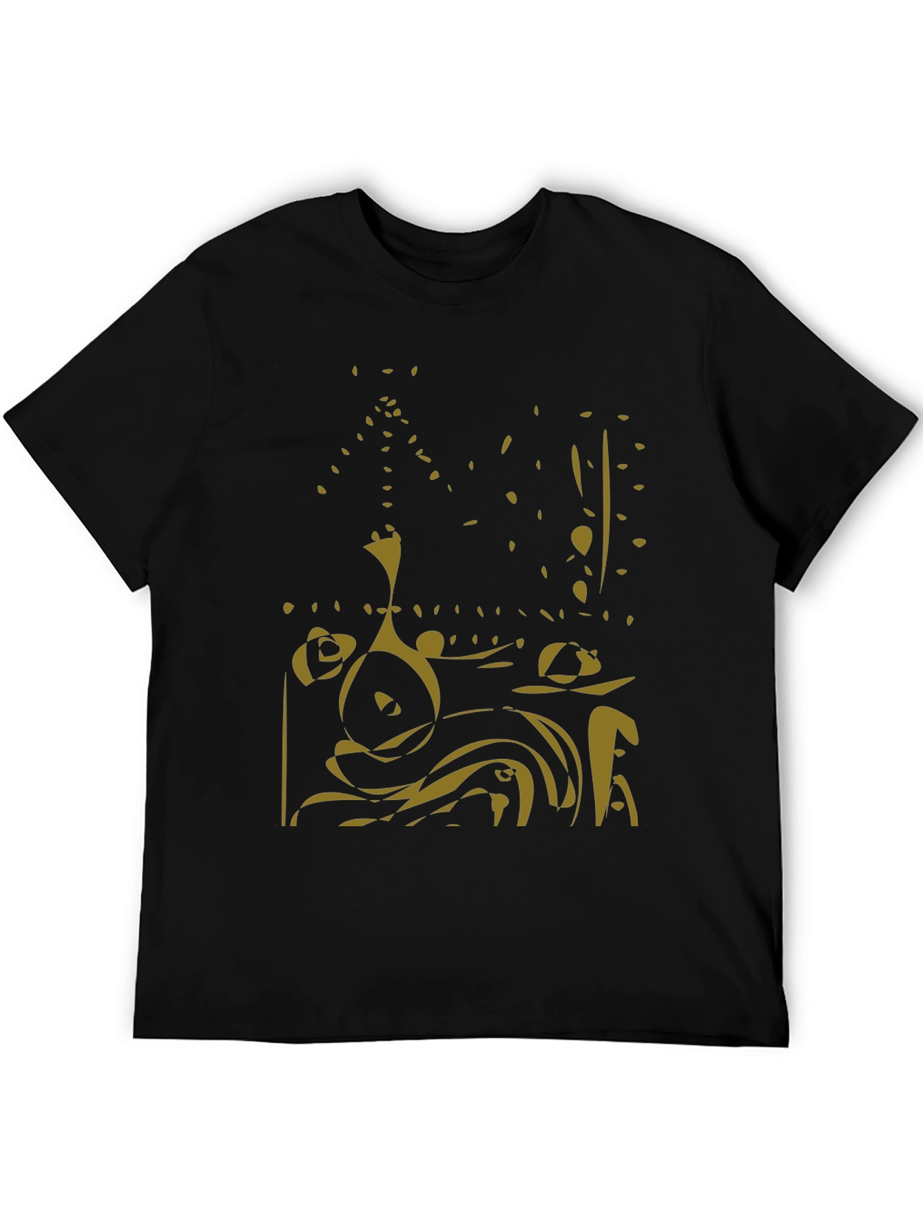 Abstract Gold Design Black Tee