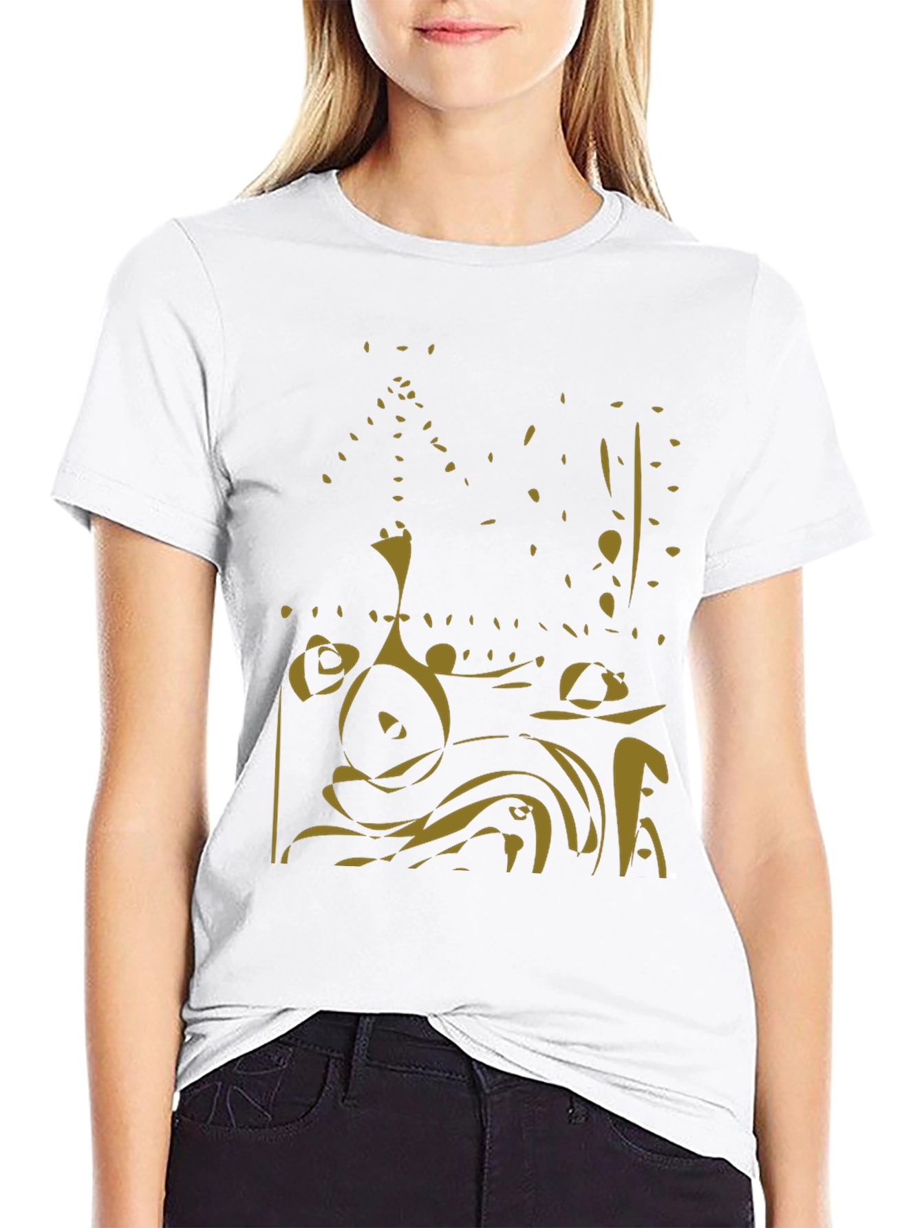 Abstract Gold Design Black Tee