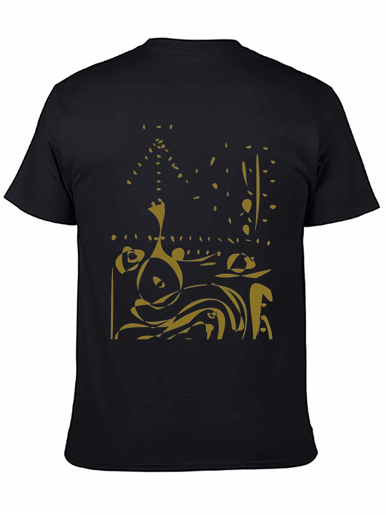 Abstract Gold Design Black Tee