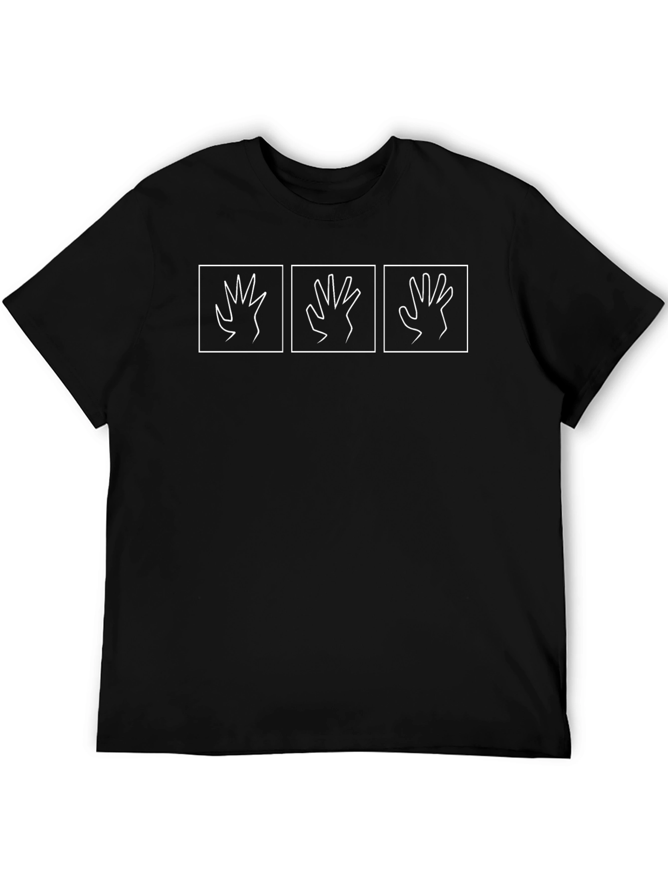 Hand Sign Graphic Print Black T-Shirt