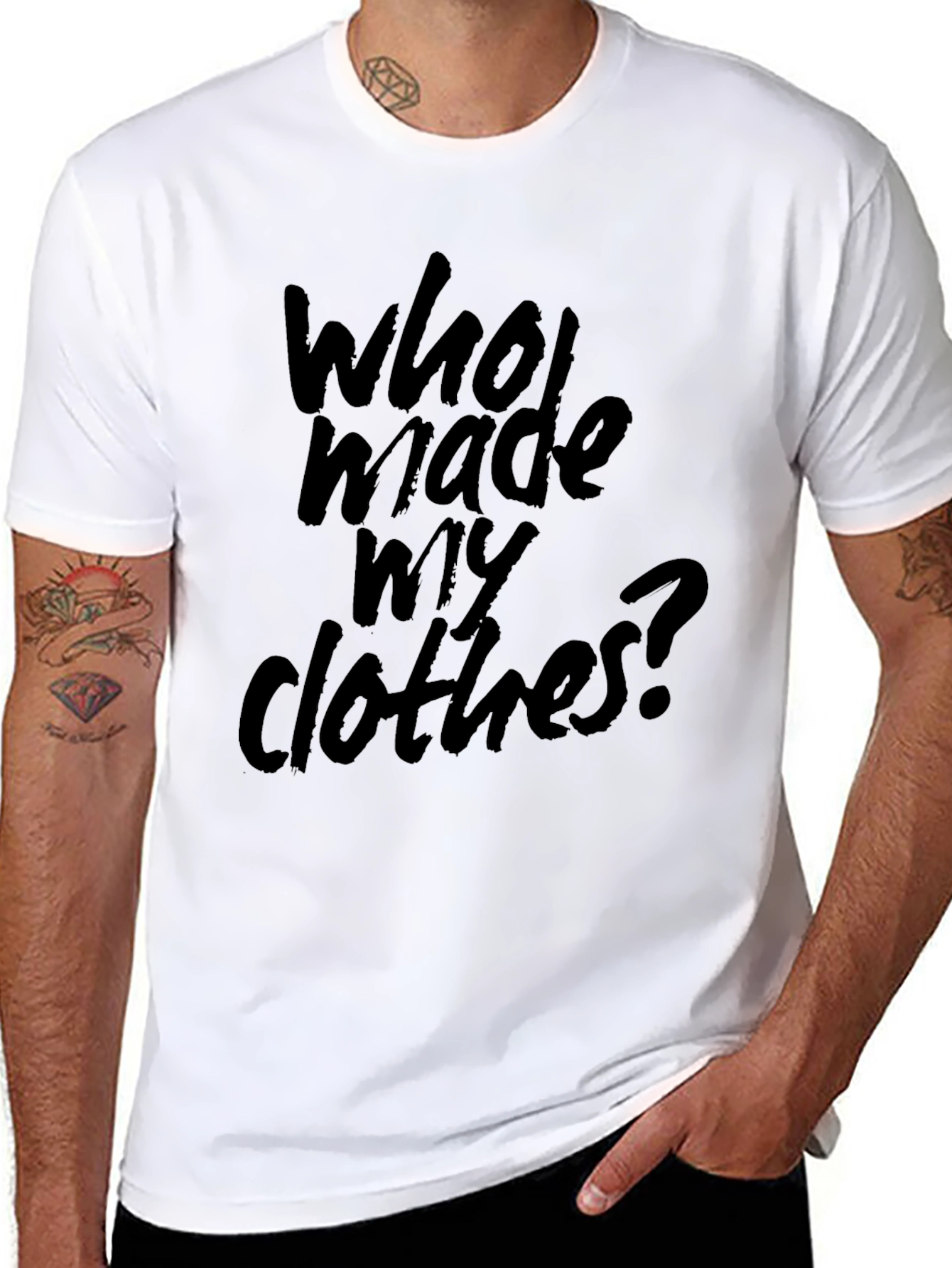 Who Made My Clothes? Black Graphic Tee