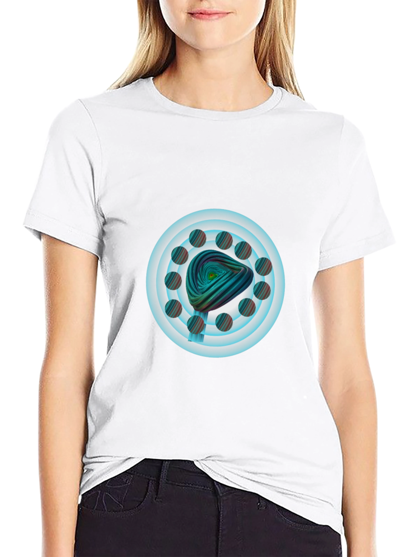 Abstract Spiral Graphic Tee - Modern Art Design