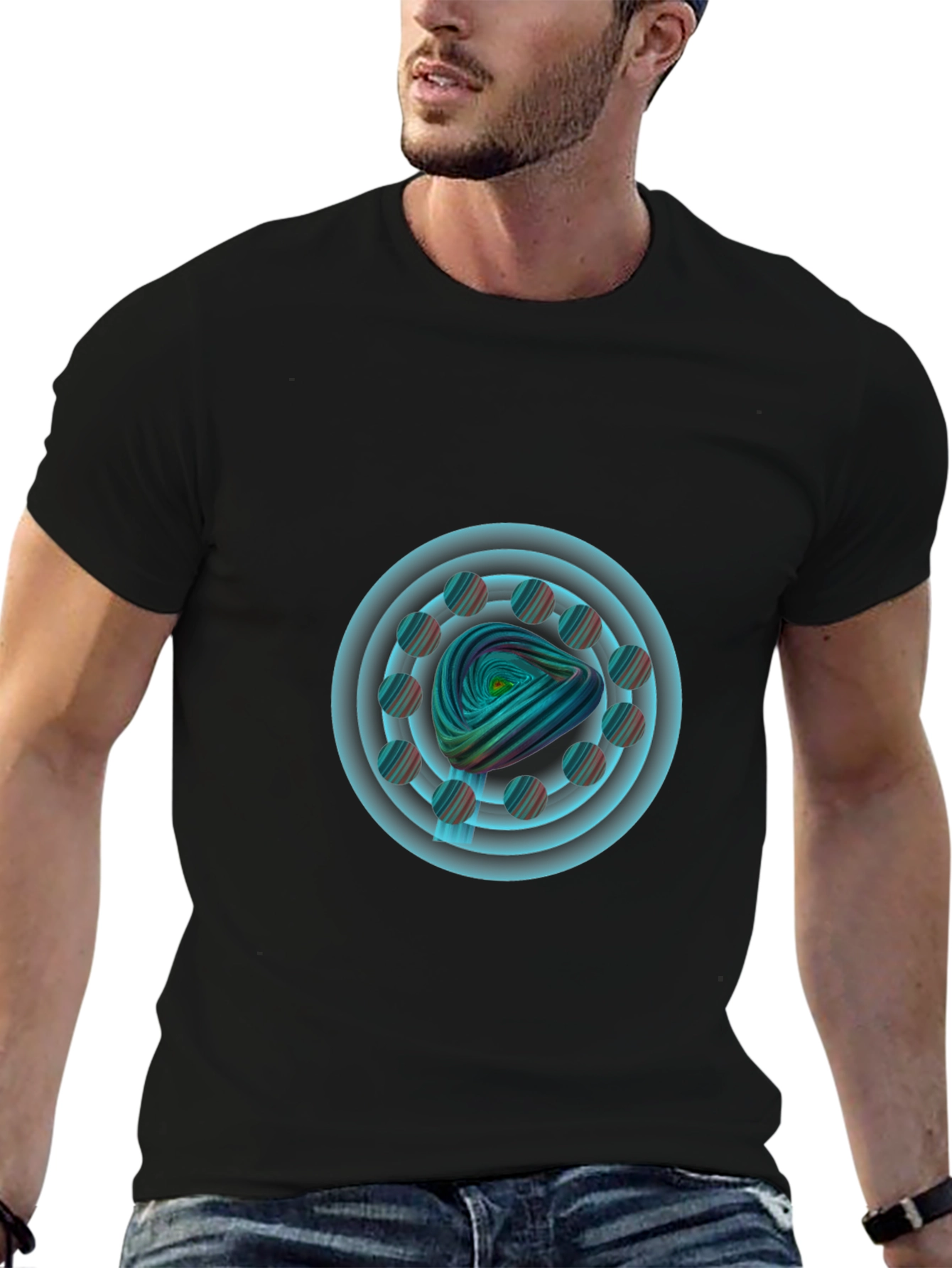 Abstract Spiral Graphic Tee - Modern Art Design