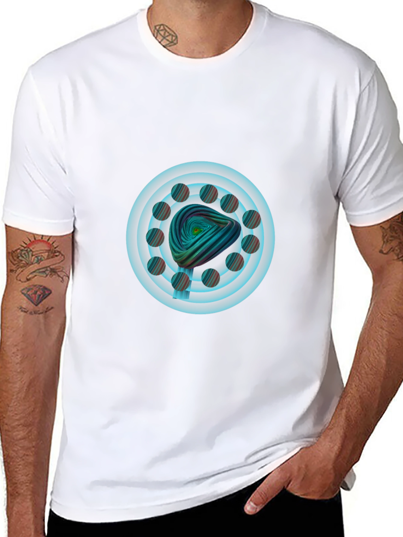 Abstract Spiral Graphic Tee - Modern Art Design