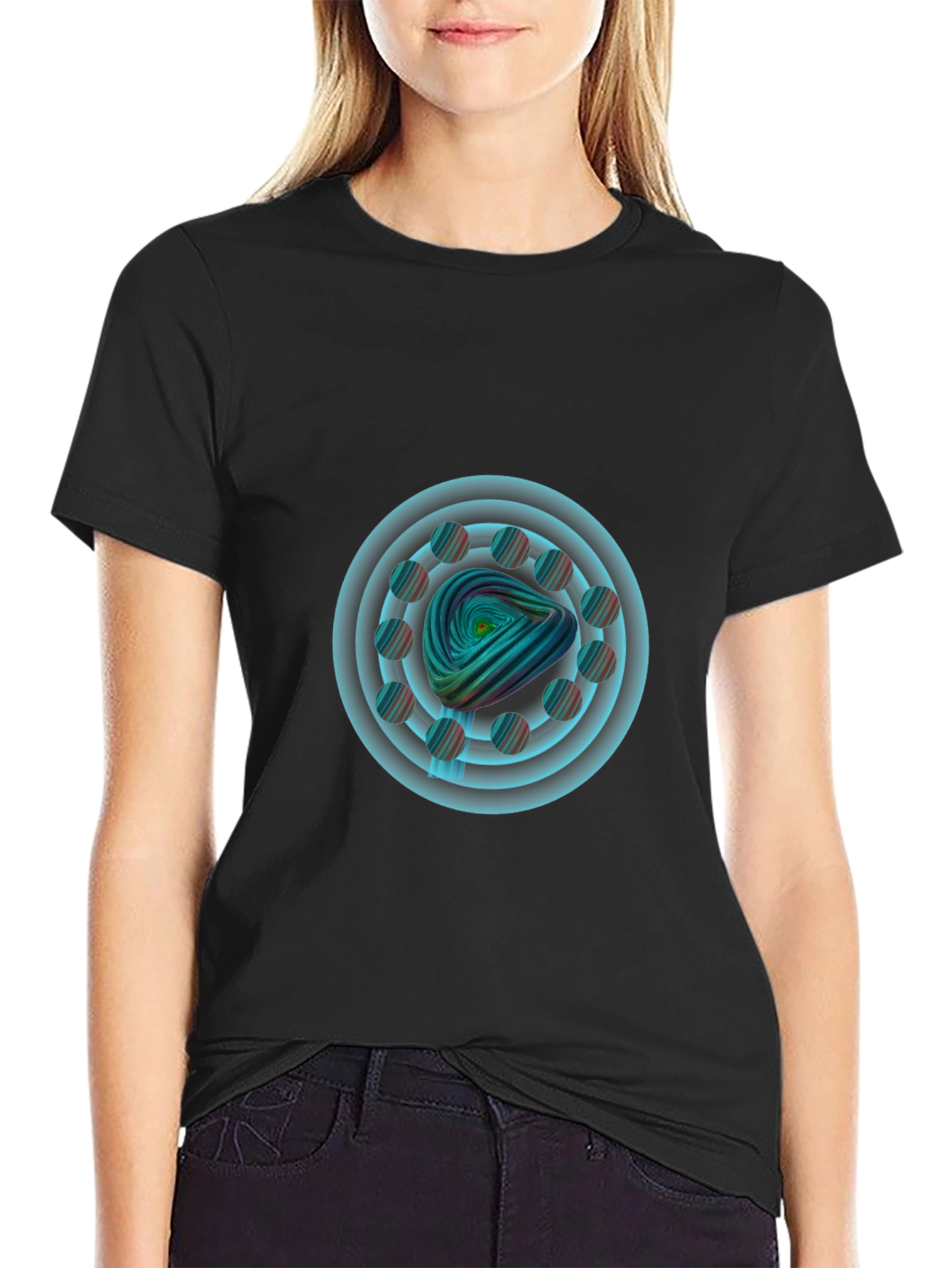 Abstract Spiral Graphic Tee - Modern Art Design