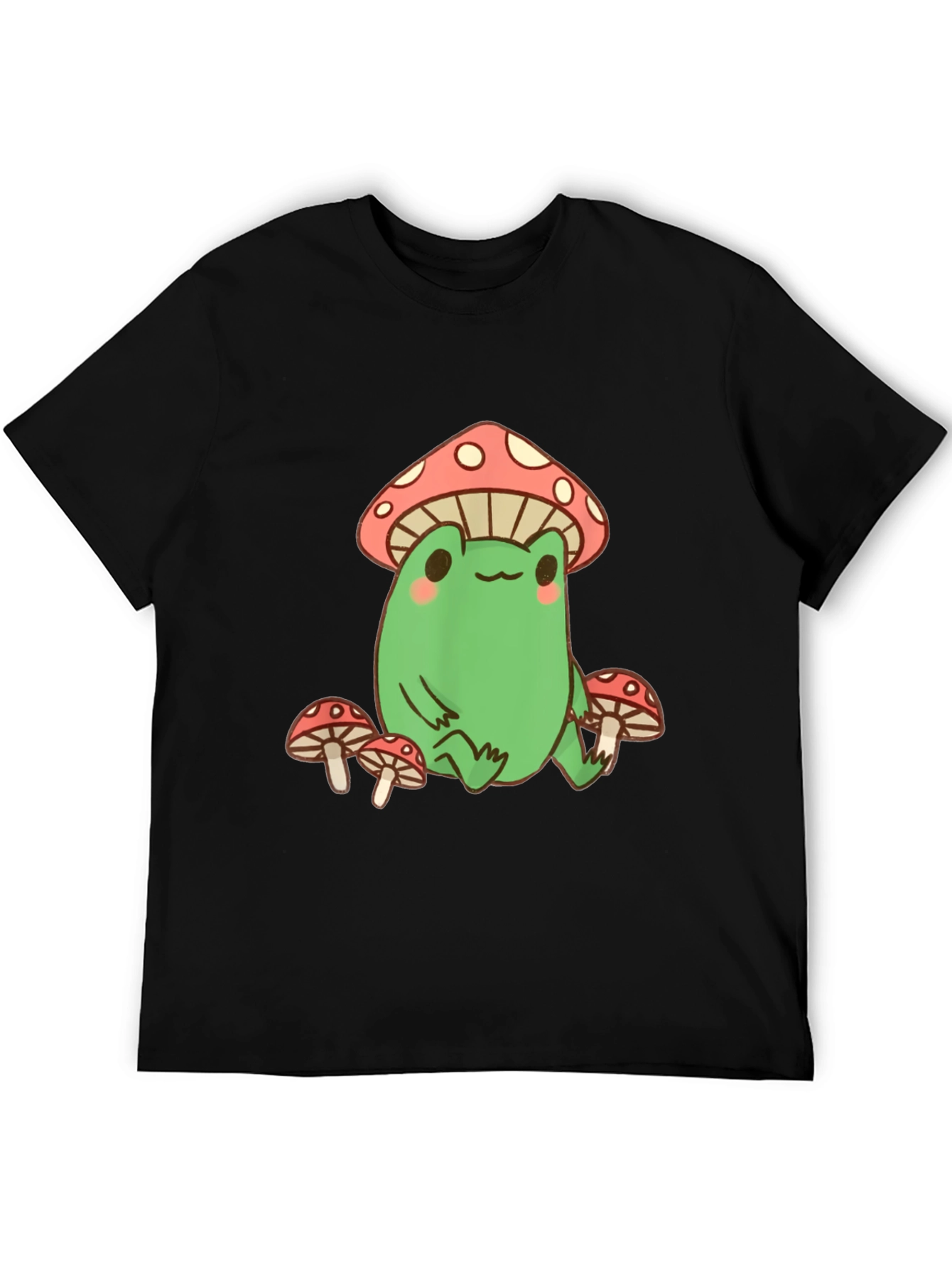 Frog and Mushroom Graphic Tee - Black