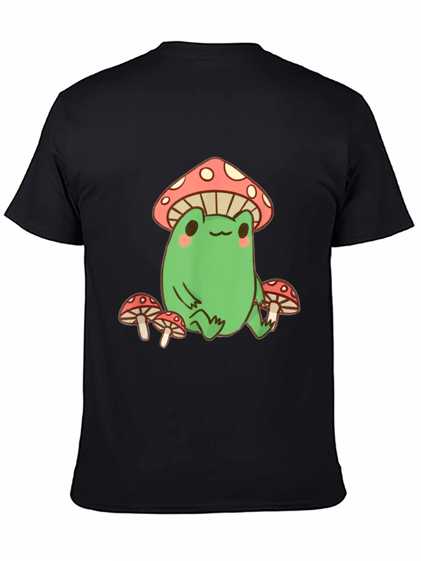 Frog and Mushroom Graphic Tee - Black