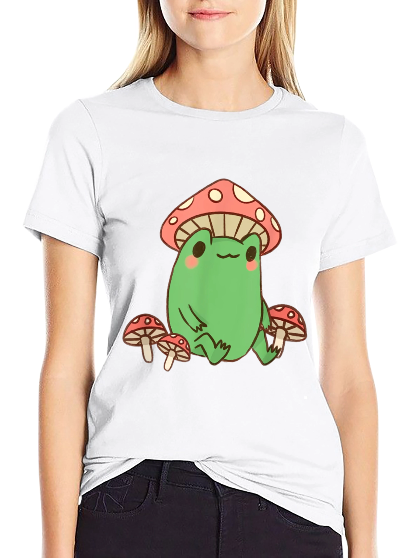 Frog and Mushroom Graphic Tee - Black