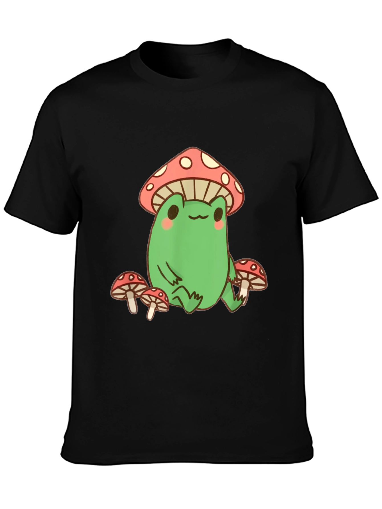 Frog and Mushroom Graphic Tee - Black