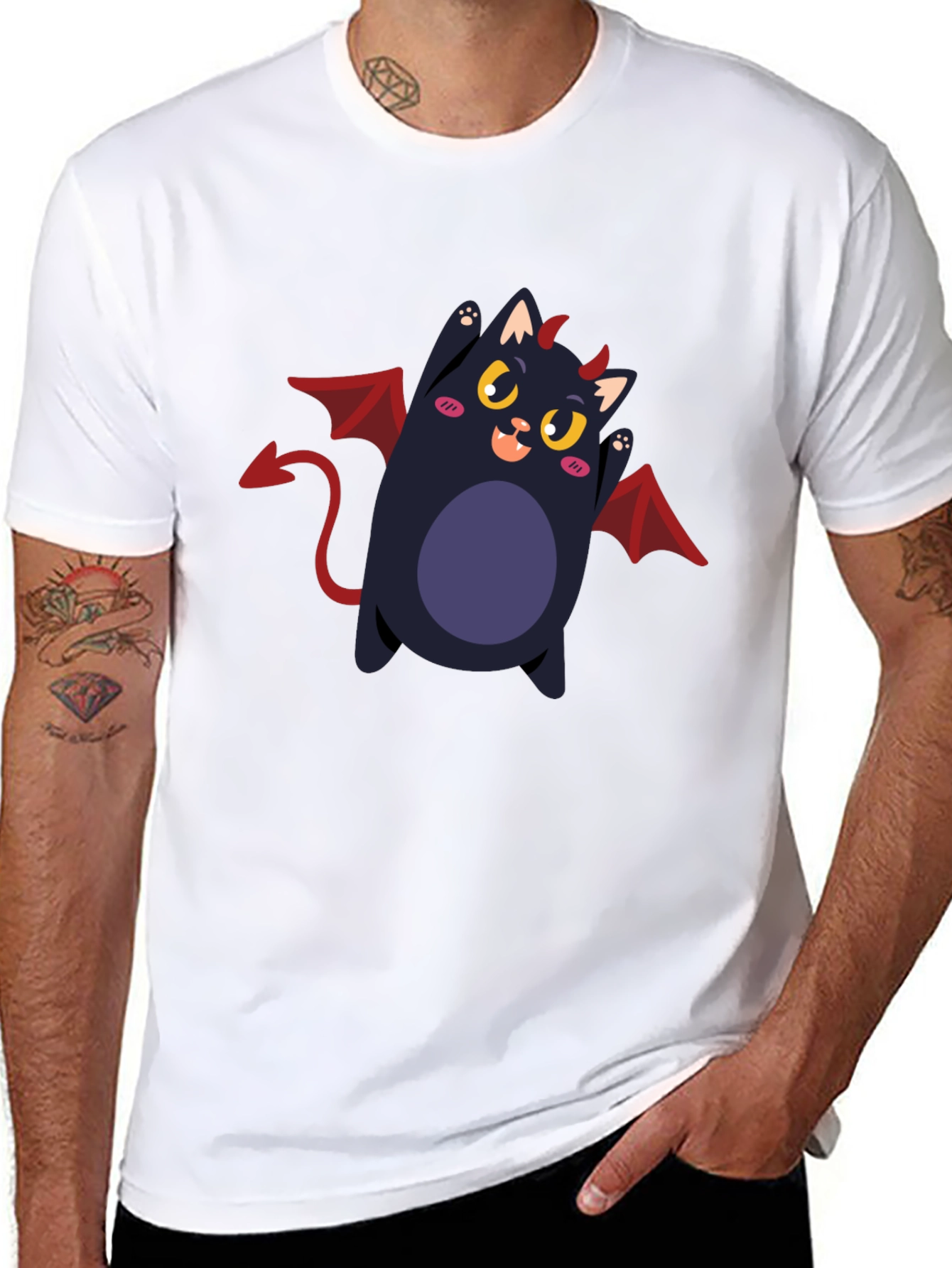 Devil Cat Graphic Tee - Black