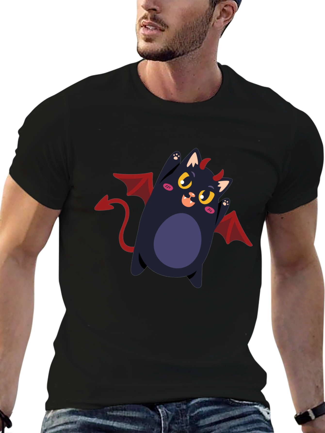 Devil Cat Graphic Tee - Black