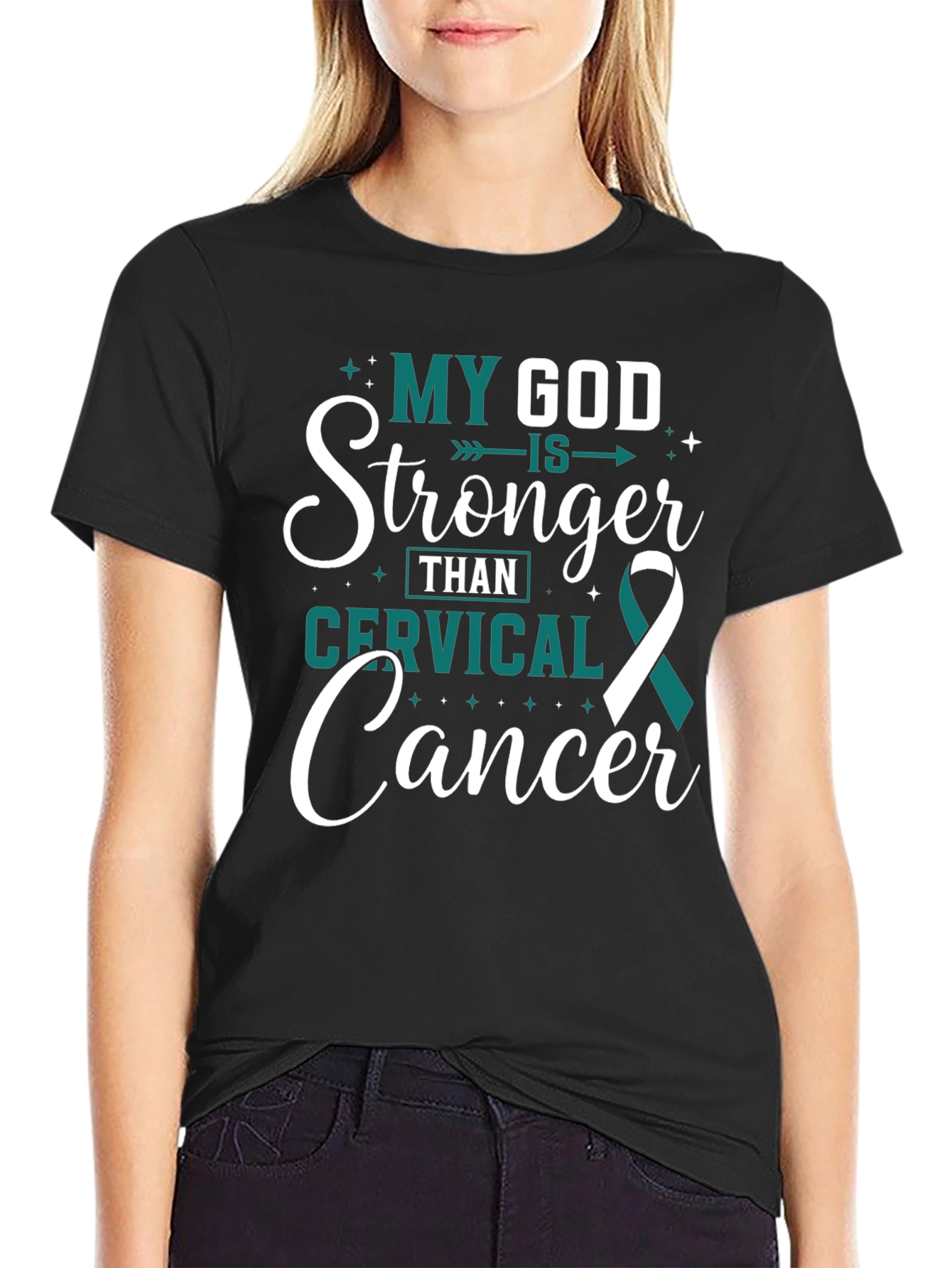 My God Is Stronger Cervical Cancer Awareness T-Shirt