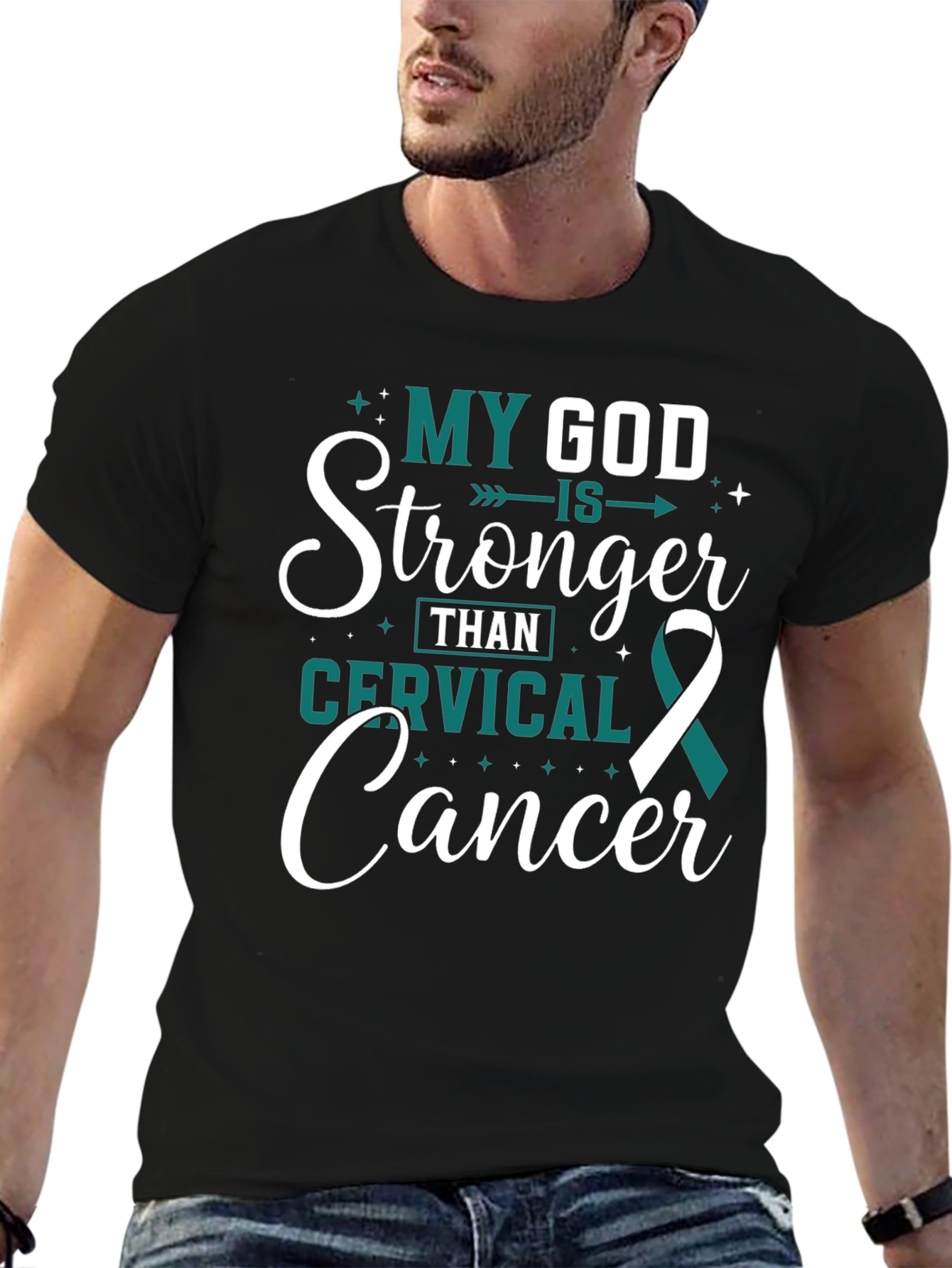 My God Is Stronger Cervical Cancer Awareness T-Shirt