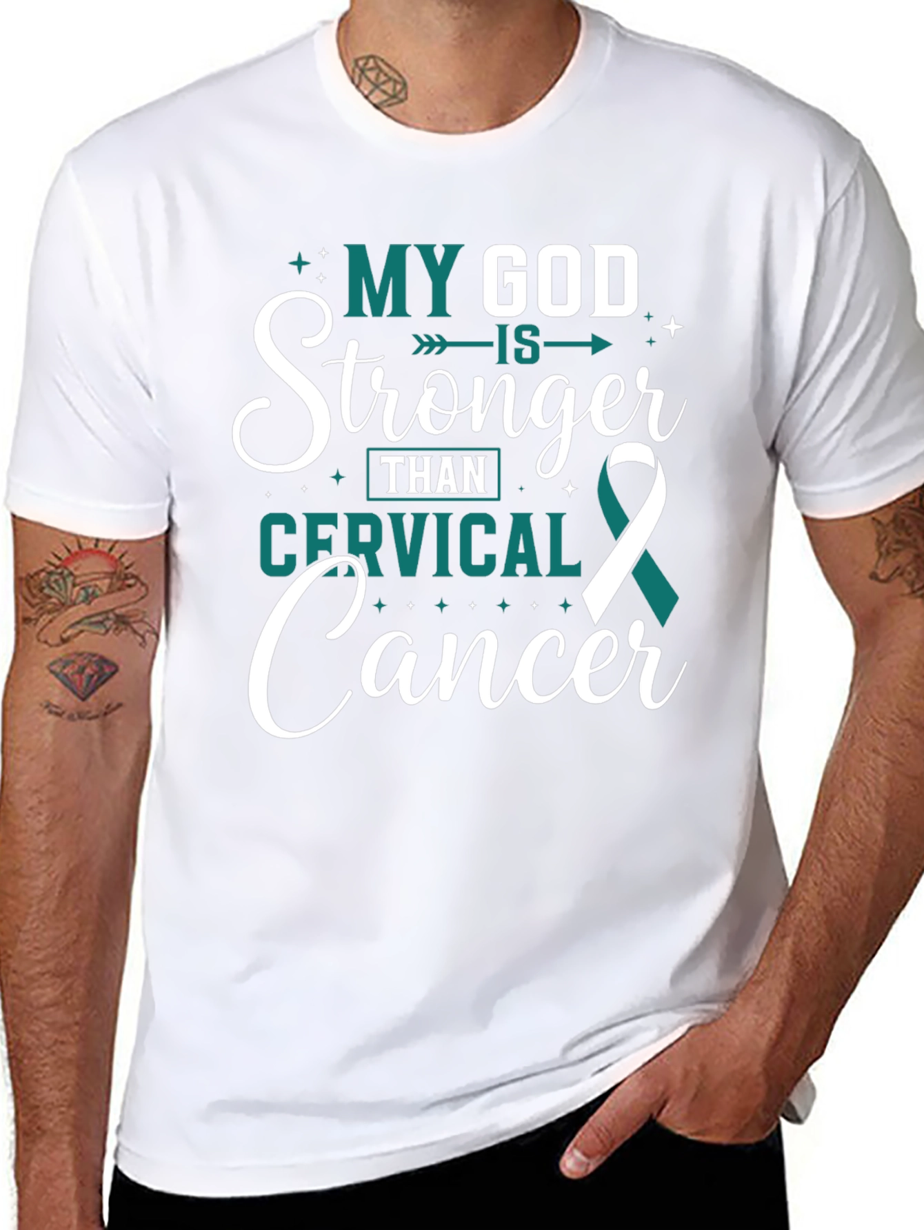My God Is Stronger Cervical Cancer Awareness T-Shirt