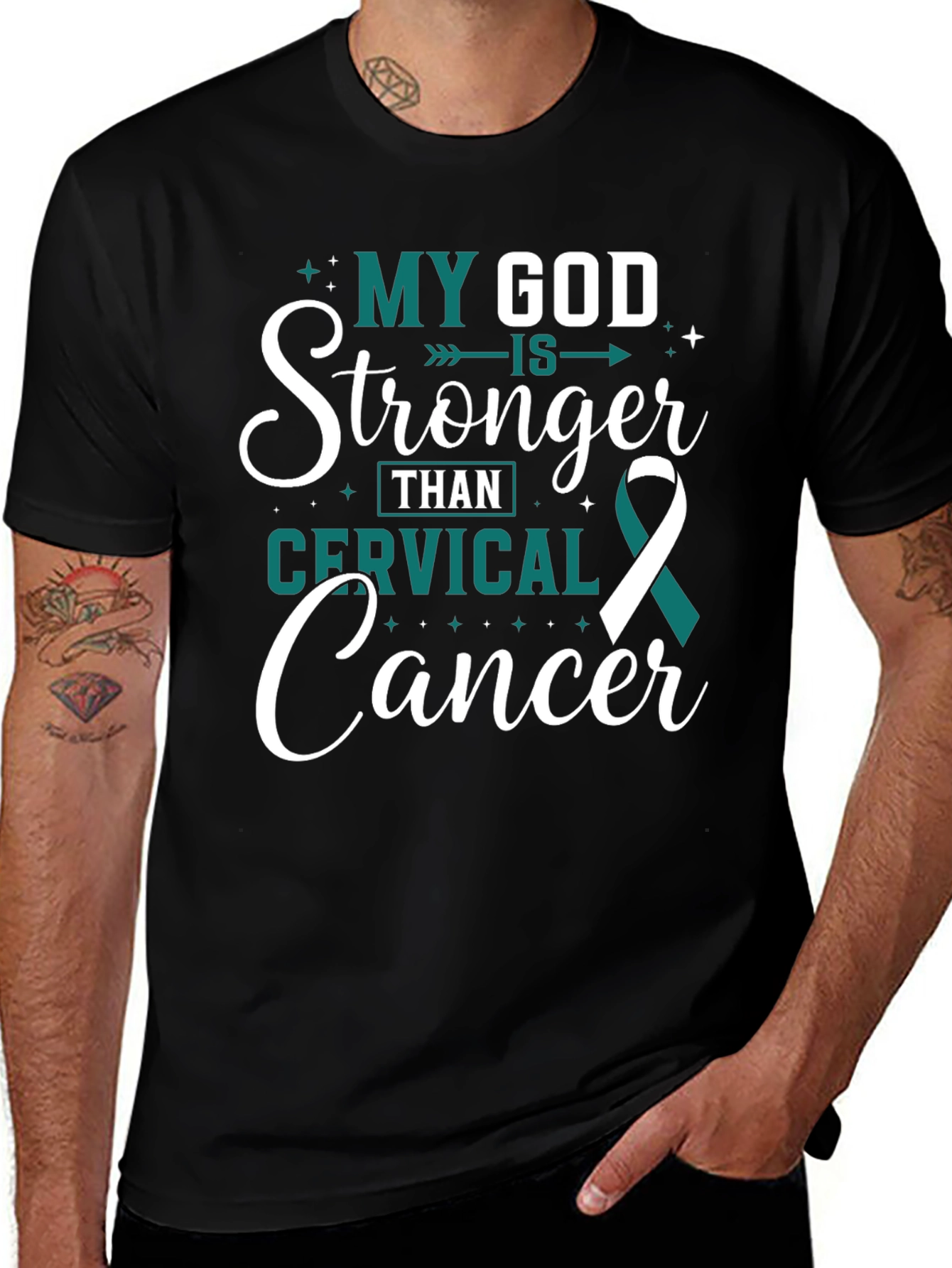 My God Is Stronger Cervical Cancer Awareness T-Shirt