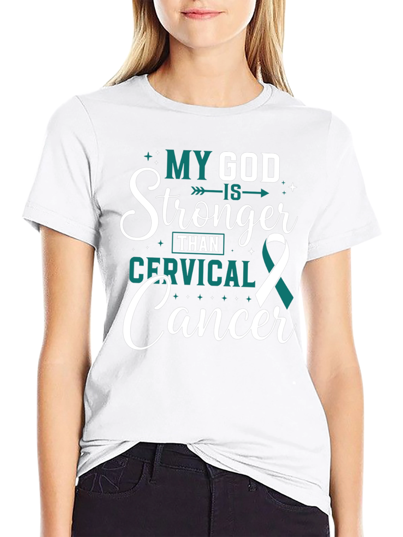 My God Is Stronger Cervical Cancer Awareness T-Shirt