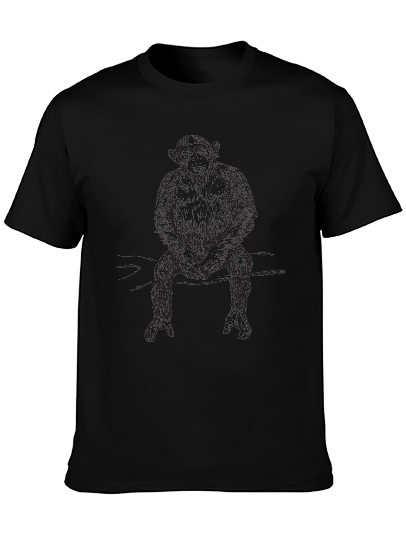 Chimpanzee Graphic Print Black T-Shirt