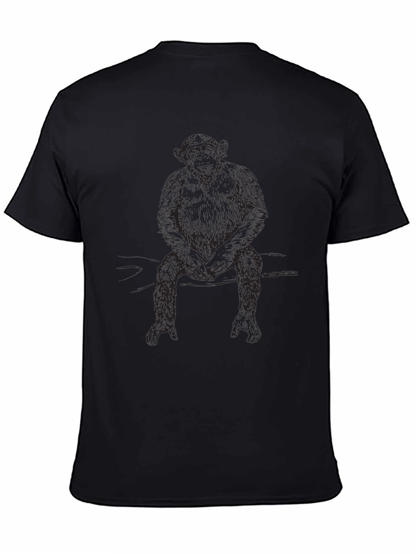 Chimpanzee Graphic Print Black T-Shirt