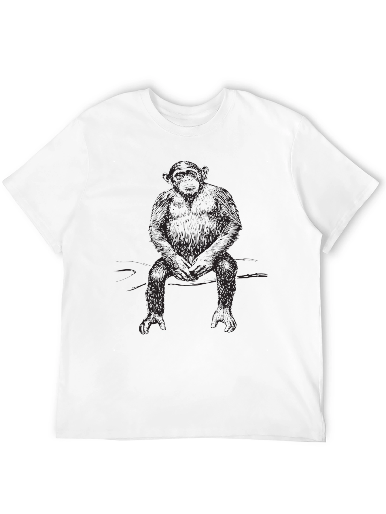 Chimpanzee Graphic Print Black T-Shirt
