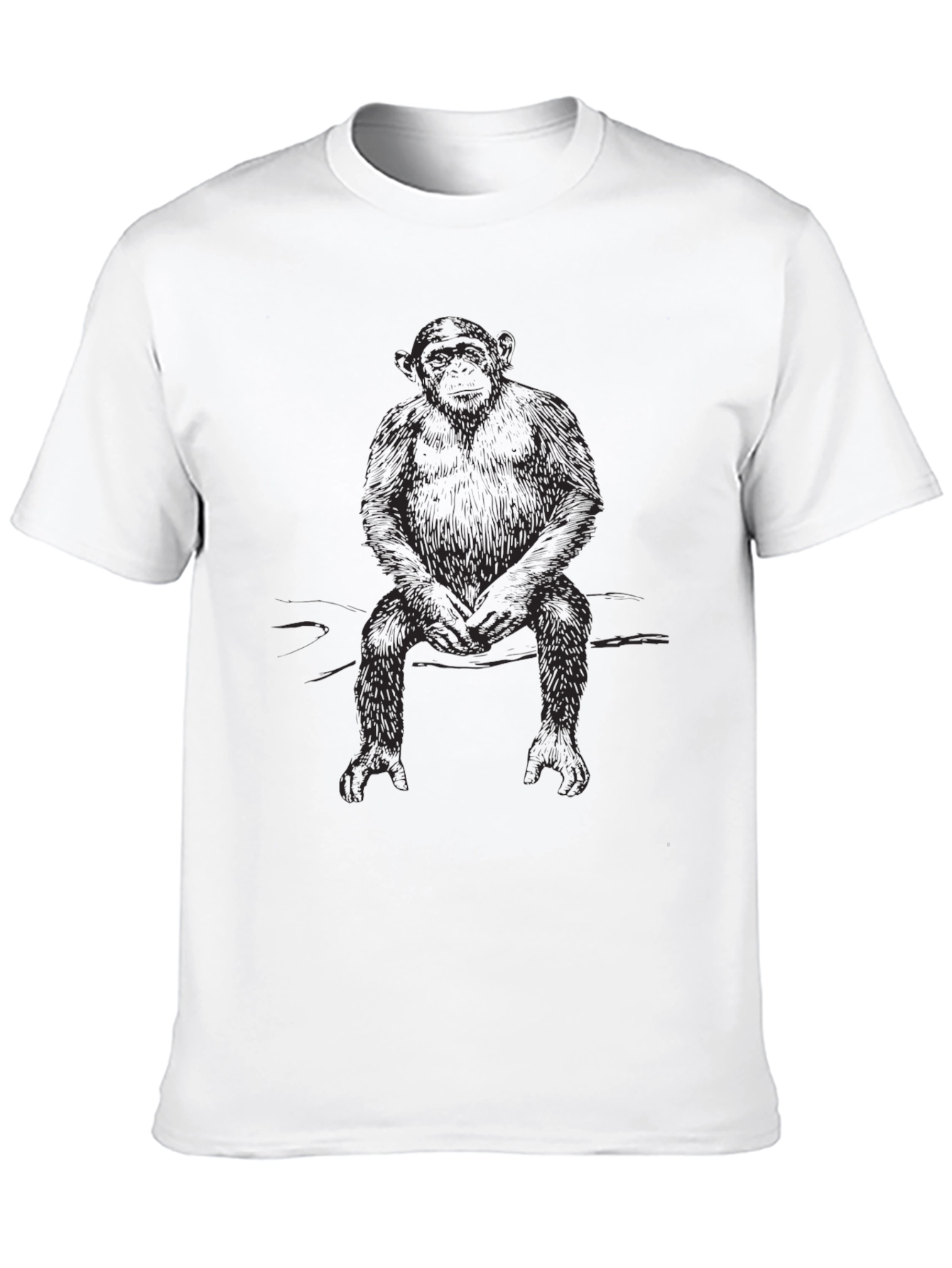 Chimpanzee Graphic Print Black T-Shirt
