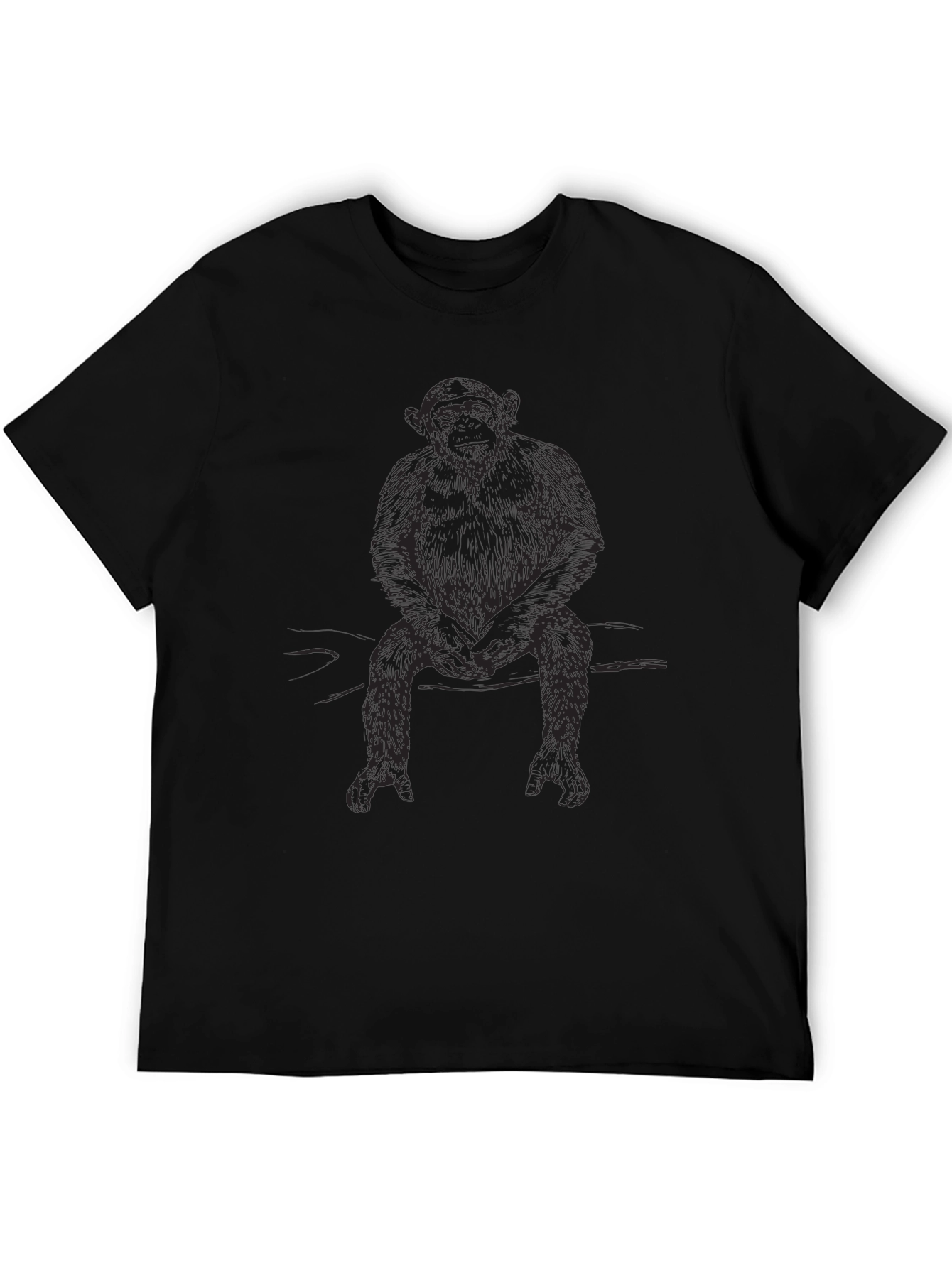 Chimpanzee Graphic Print Black T-Shirt