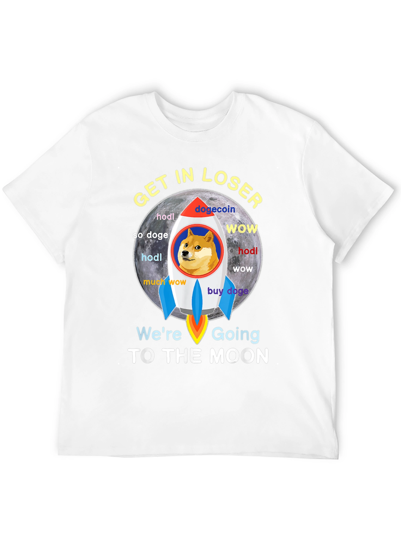 Dogecoin Rocket to the Moon Black T-Shirt