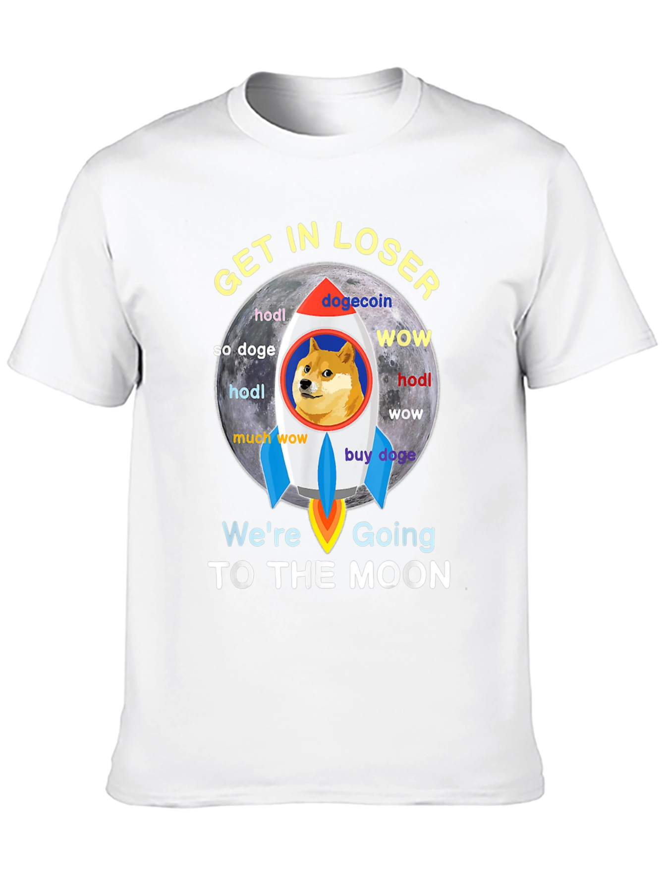 Dogecoin Rocket to the Moon Black T-Shirt