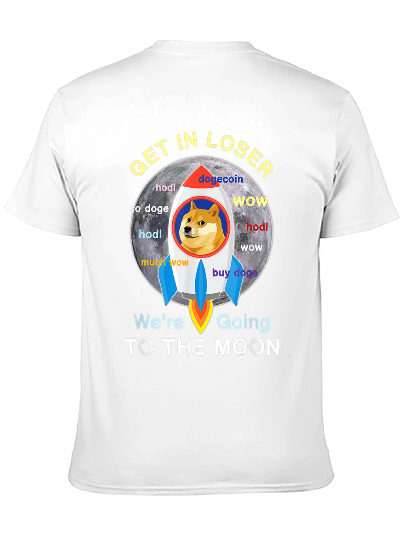 Dogecoin Rocket to the Moon Black T-Shirt