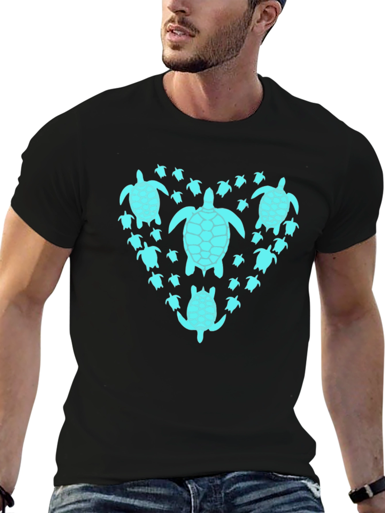 Turtle Heart Graphic T-Shirt - Black Cotton Tee