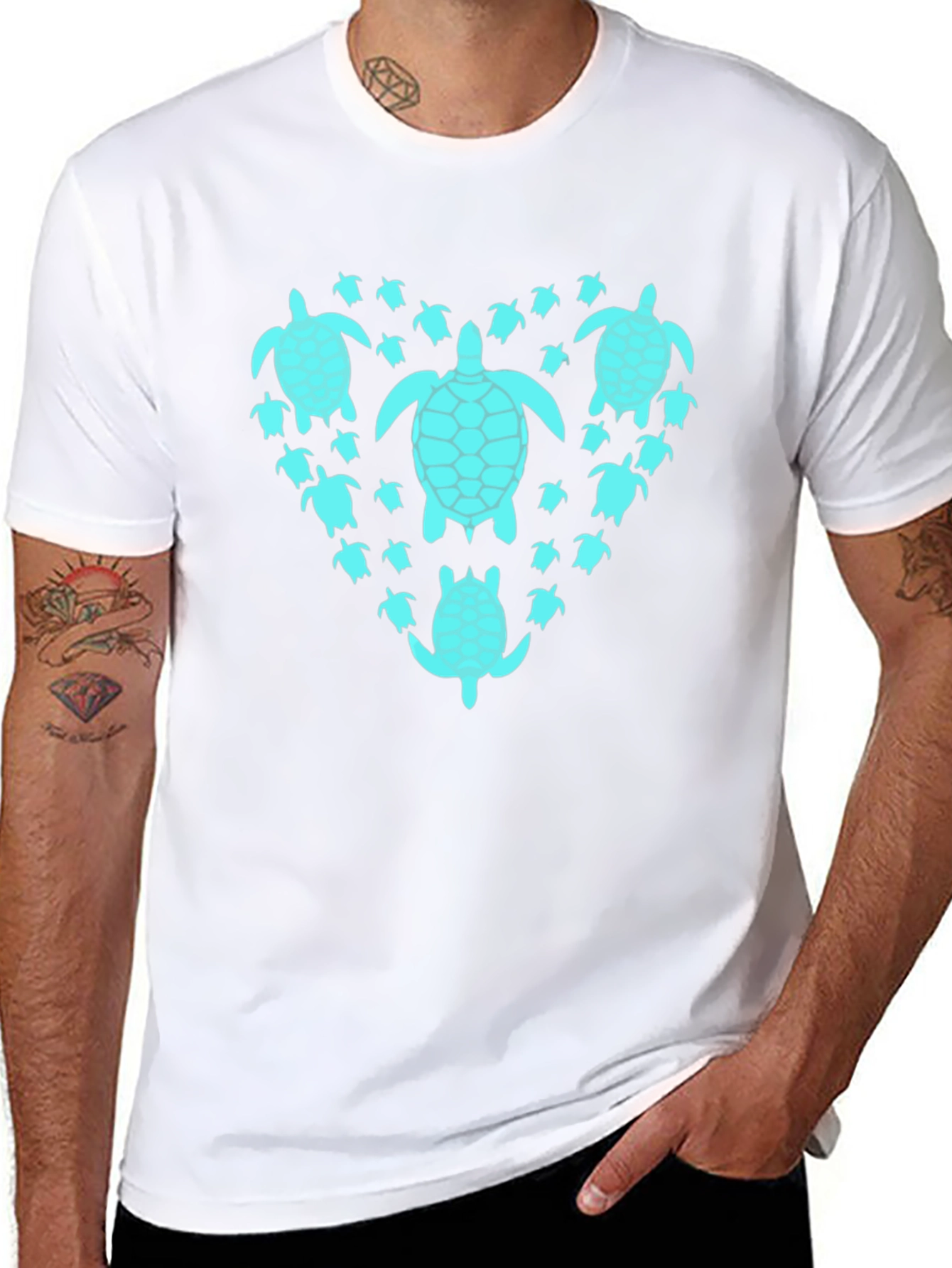 Turtle Heart Graphic T-Shirt - Black Cotton Tee